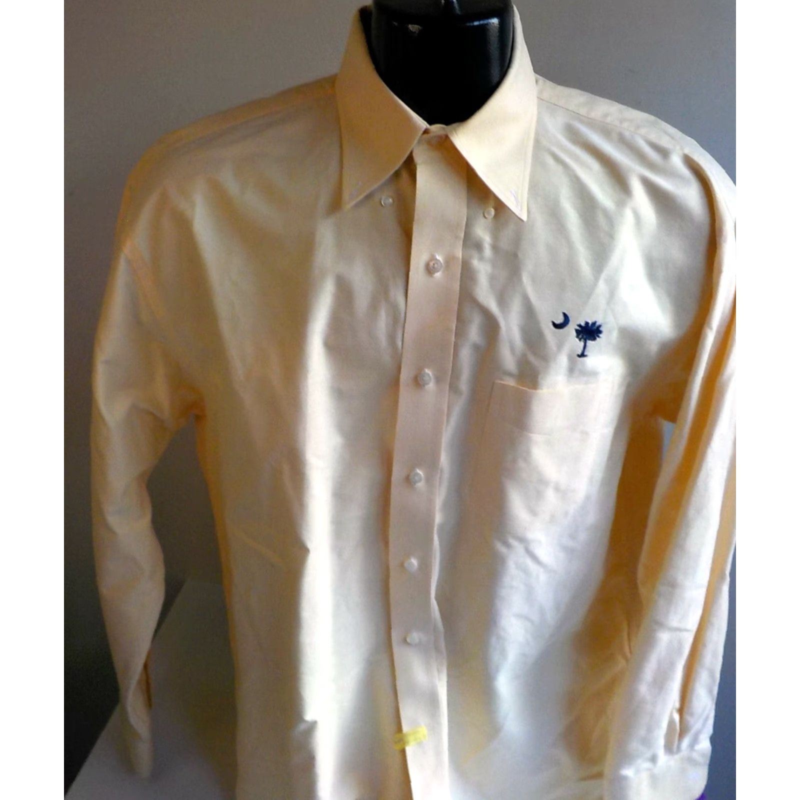 Logo 7 LUDEN'S 100% Cotton LS Button Down Shirt Peach With Navy Logo on Chest SZ LARGE Shirt Mens Size US L / EU 52-54 / 3 - 2 Thumbnail