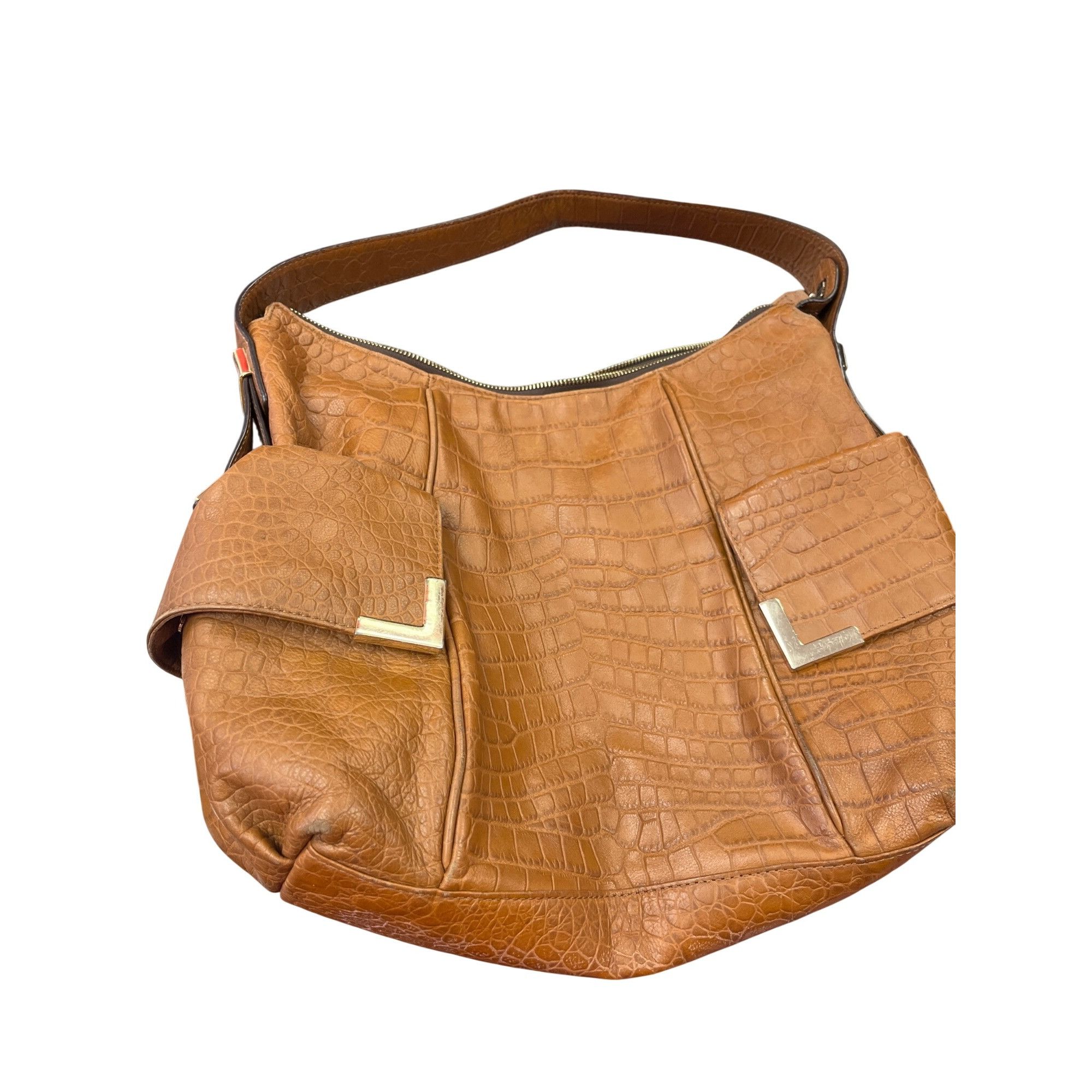 Michael Kors Michael Kors wms brown croc embossed leather shoulder hobo b Size ONE SIZE - 15 Thumbnail