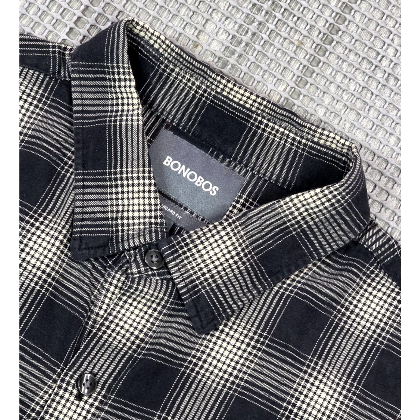 Bonobos Bonobos Shirt Button-Up Long Sleeve Plaid Men’s XL Black Gray Size US XL / EU 56 / 4 - 5 Thumbnail