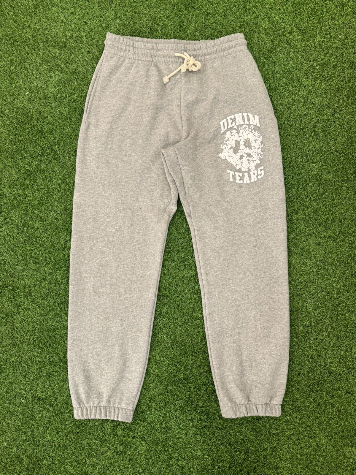 Pre-owned Denim Tears “denim University” Grey Sweatpants In Grey/white