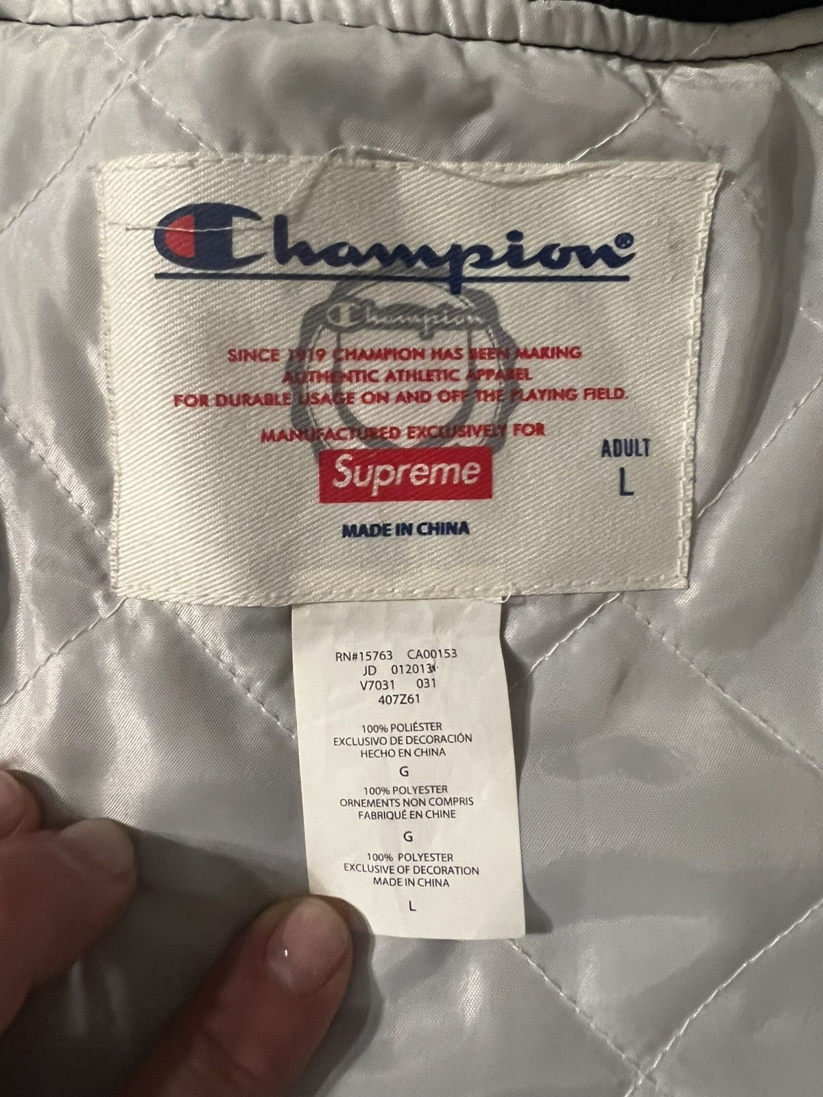 Champion × Supreme Supreme Champion Satin Baseball Jacket Size US L / EU 52-54 / 3 - 8 Thumbnail