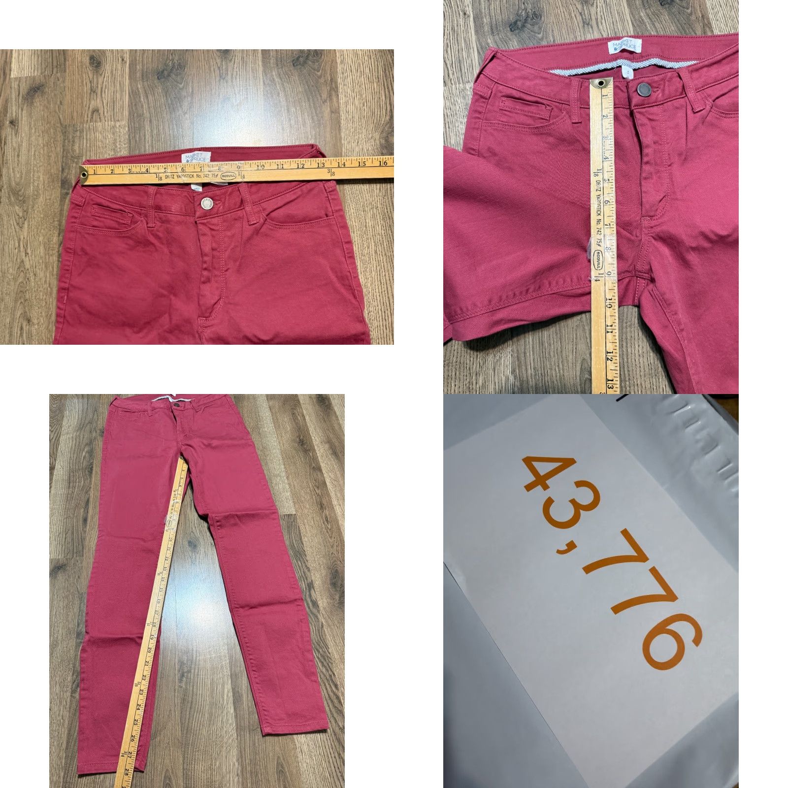 Market Market & Spruce Jeans Women's 4 Red Skinny Mid Rise Pockets Denim Cotton 5-Pocket Clothing Womens Size 27" / US 4 / IT 40 - 8 Thumbnail