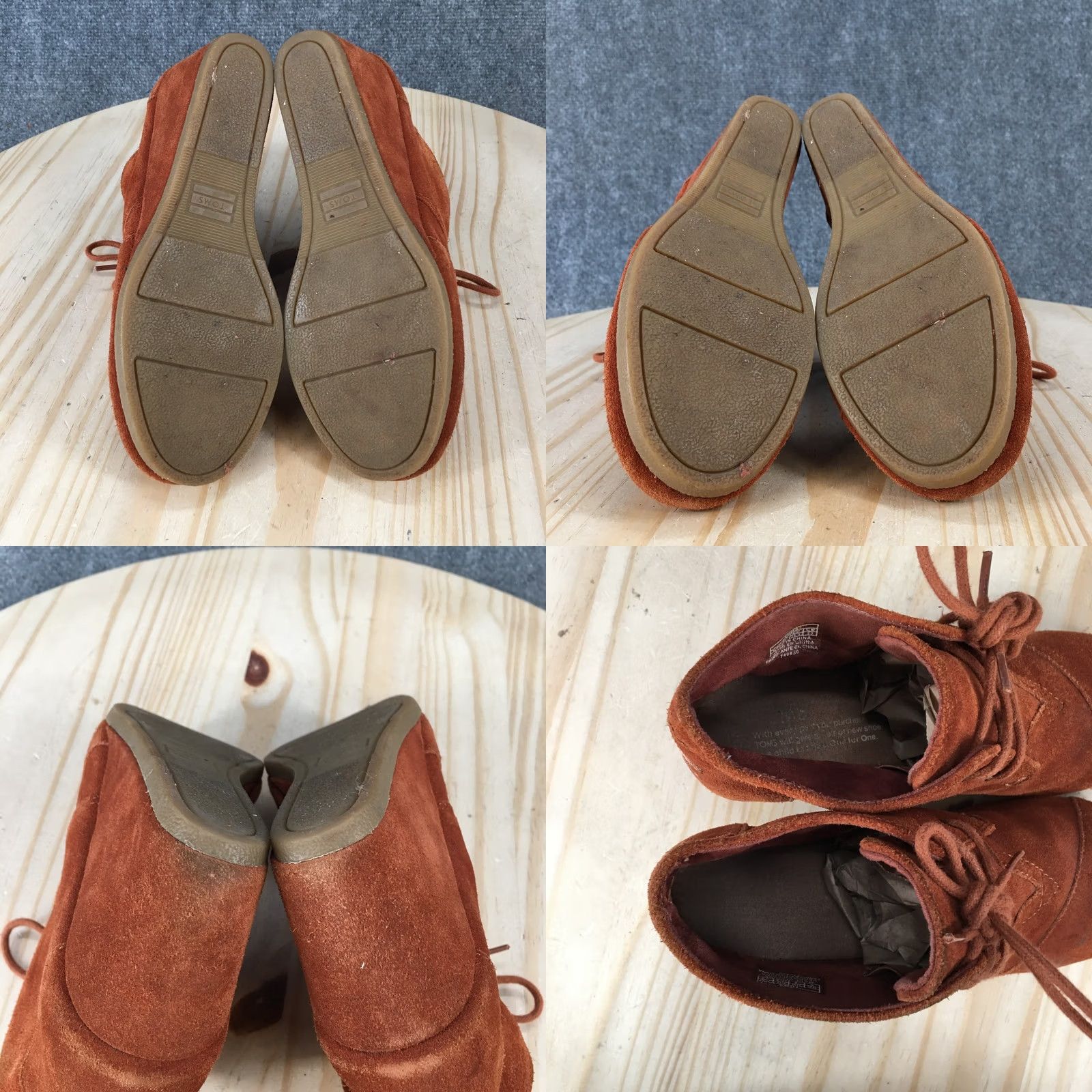 Toms TOMS Boots Desert Wedge Ankle Booties Womens 6 Rust Brown Suede Leather Casual Boots Size US 6 / IT 36 - 9 Thumbnail