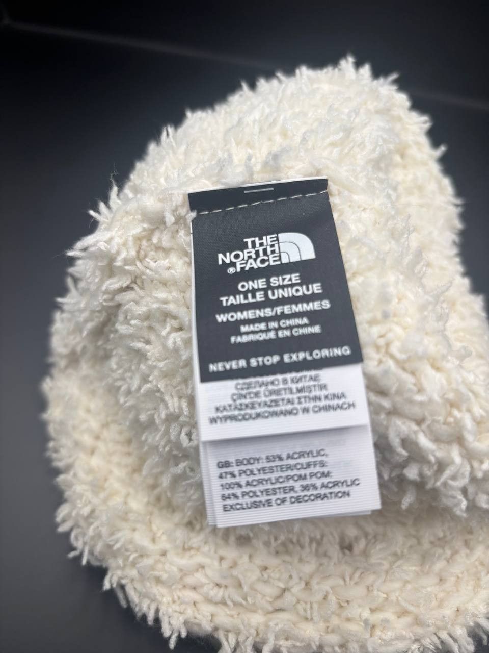 The North Face The North Face "Minna" Shaggy Cable Knit Beanie - Ivory Size ONE SIZE - 7 Thumbnail
