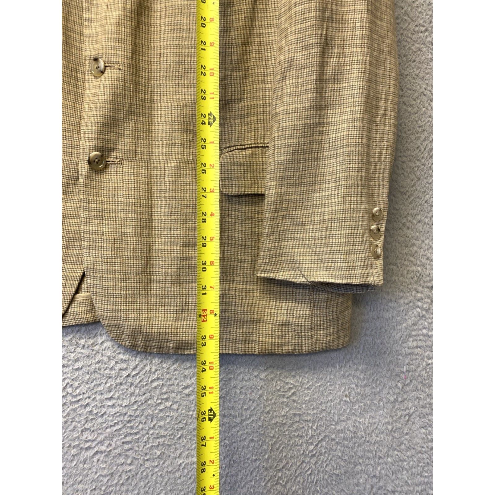 Banana Republic Banana Republic Khaki Linen Blazer Jacket Men’s 46R Plaid /0176 Blazer Casual Spring Notch Lapel 46 Mens Size 46R - 7 Thumbnail