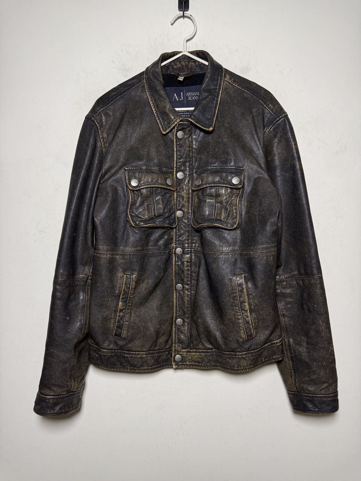 Giorgio Armani Vintage Armani Jeans leather trucker jacket Size US M / EU 48-50 / 2 - 6 Thumbnail