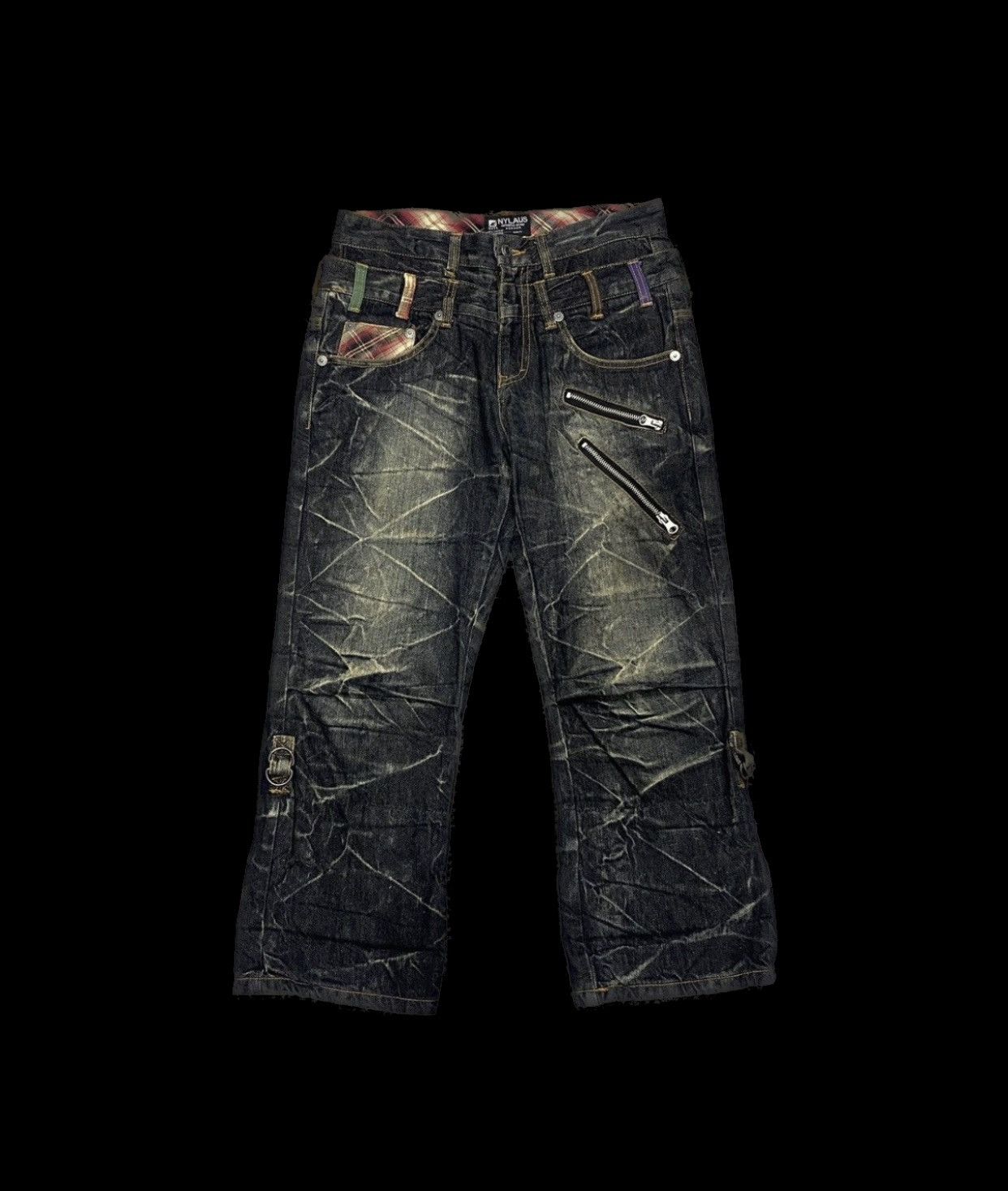 If Six Was Nine × Japanese Brand × Le Grande Bleu (L.G.B.) Sick☠️ Nylaus Double Waist Jeans 3Q Punk Grunge Mud Wash Size US 30 / EU 46 - 1 Thumbnail