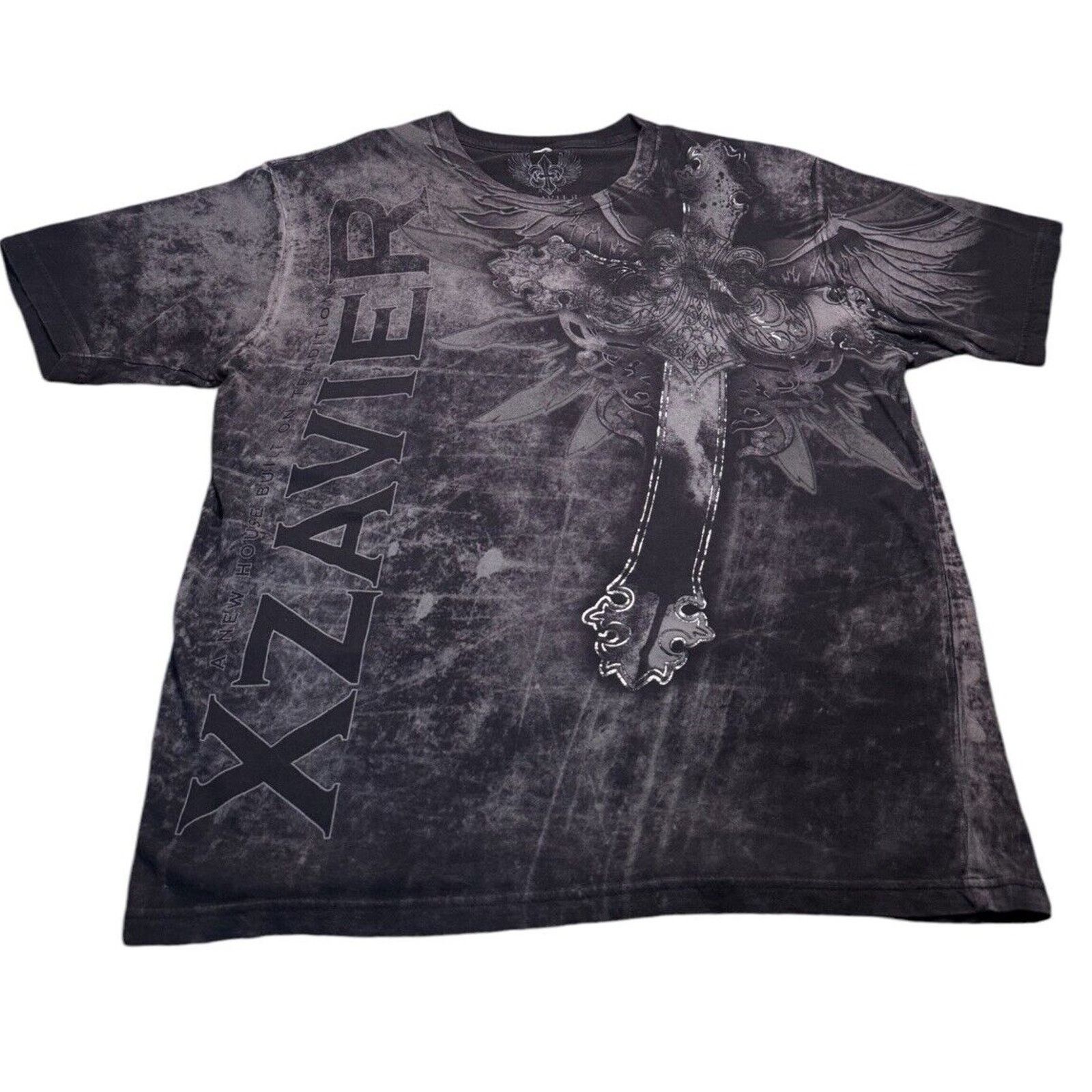 Affliction Y2k Xzavier Shirt Large Cross Wings UFC Emo Grunge Punk Grailed