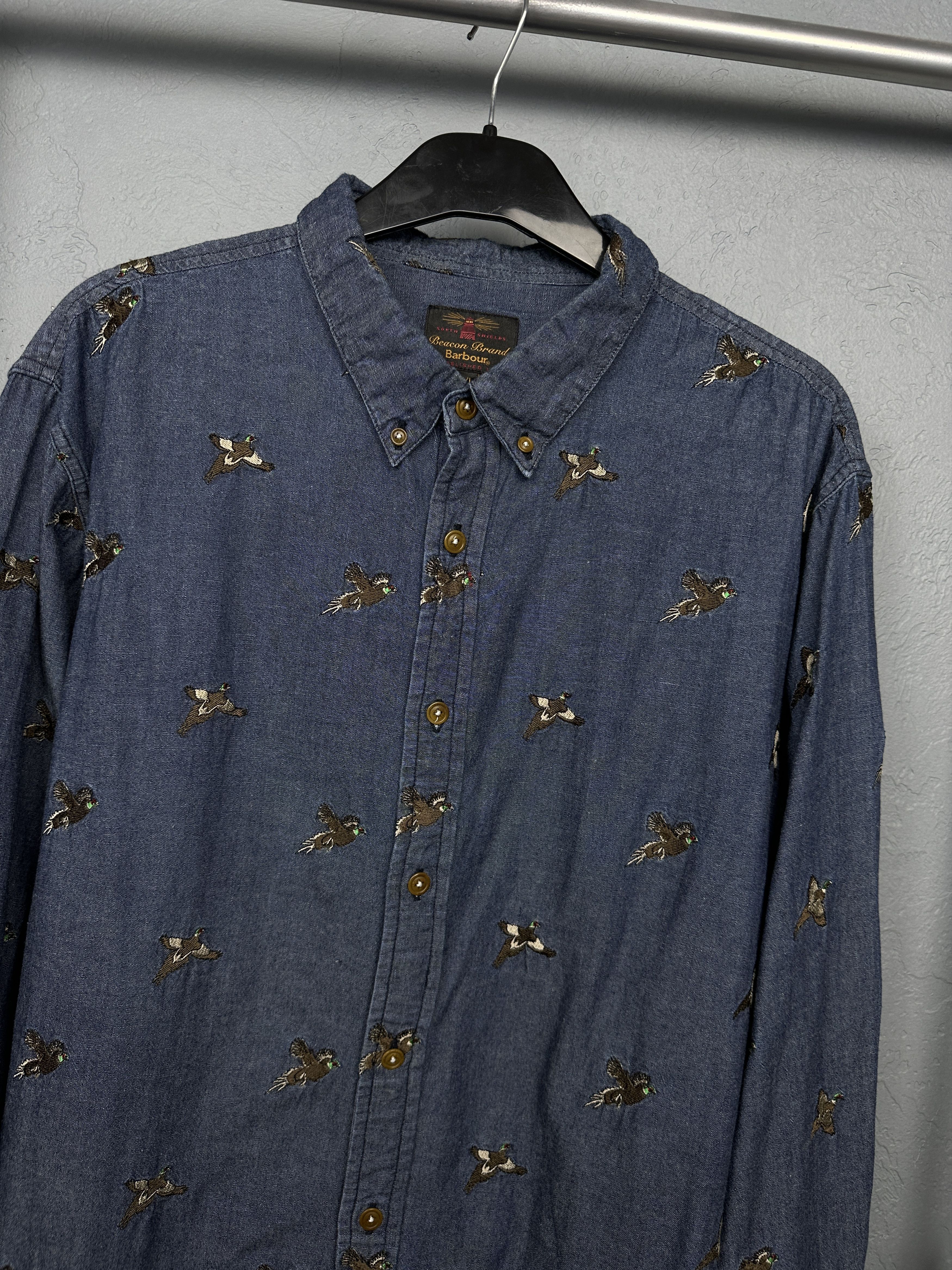 Barbour Barbour Vintage Mens Denim Long Sleeve Shirt Size US XL / EU 56 / 4 - 2 Thumbnail