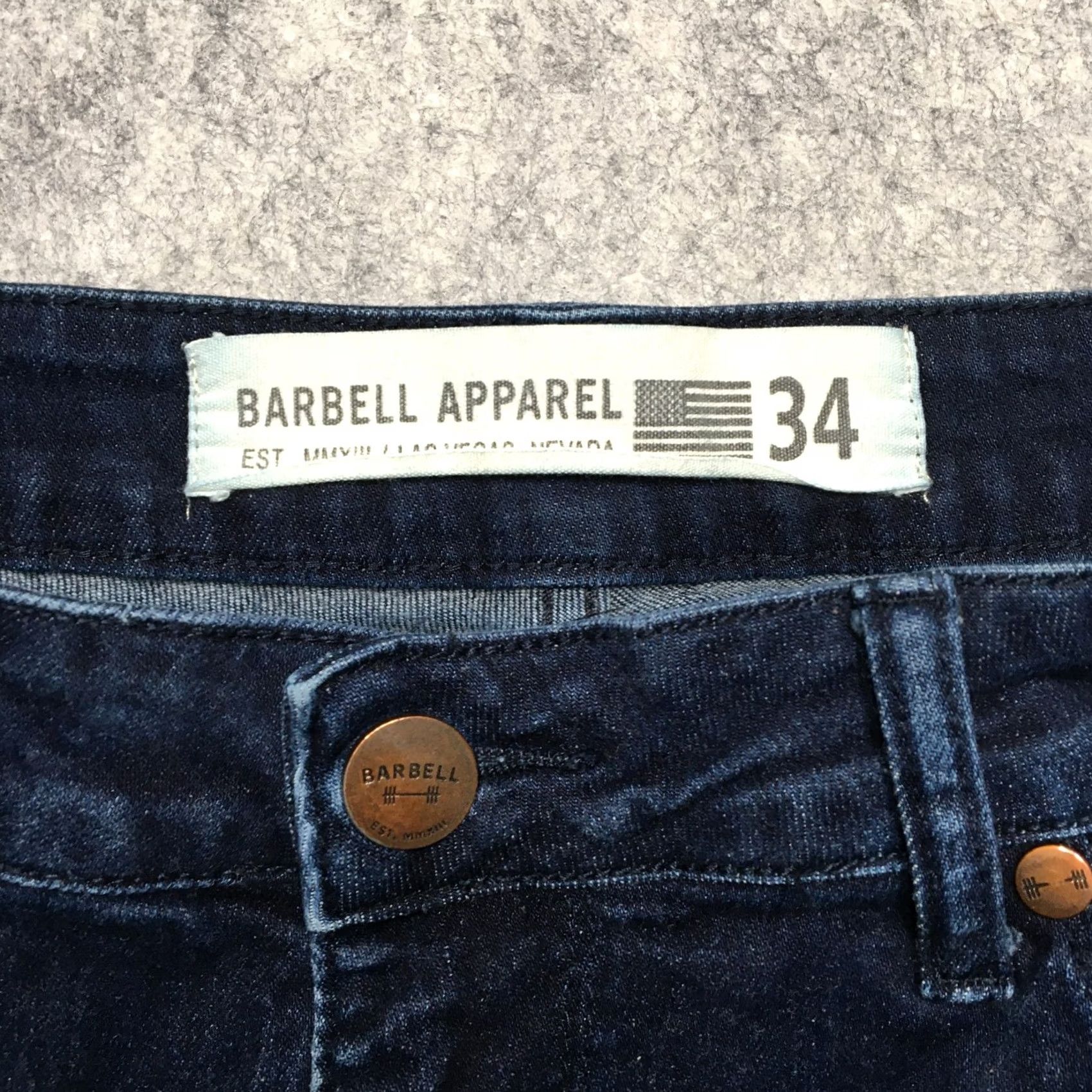 Vintage Barbell Apparel Jeans Mens 34x32 Dark Blue Straight Athletic Fit Stretch Denim Size US 34 / EU 50 - 5 Thumbnail