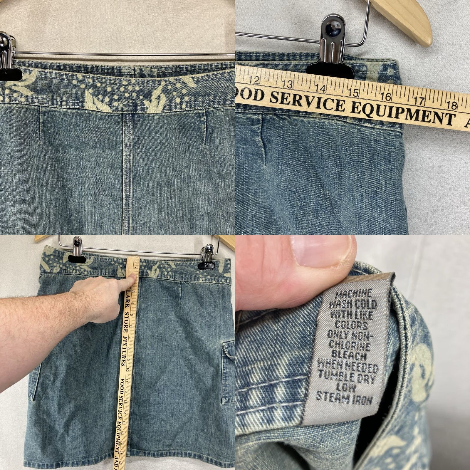 Denime VINTAGE Women's 90s Short Denim Skirt Sz 10 Blue Cotton Denim A-Line Pockets Washed Out Deco Waist Mid Relaxed Casual Mens? No gender. End. Size 32" / US 10 / IT 46 - 11 Thumbnail