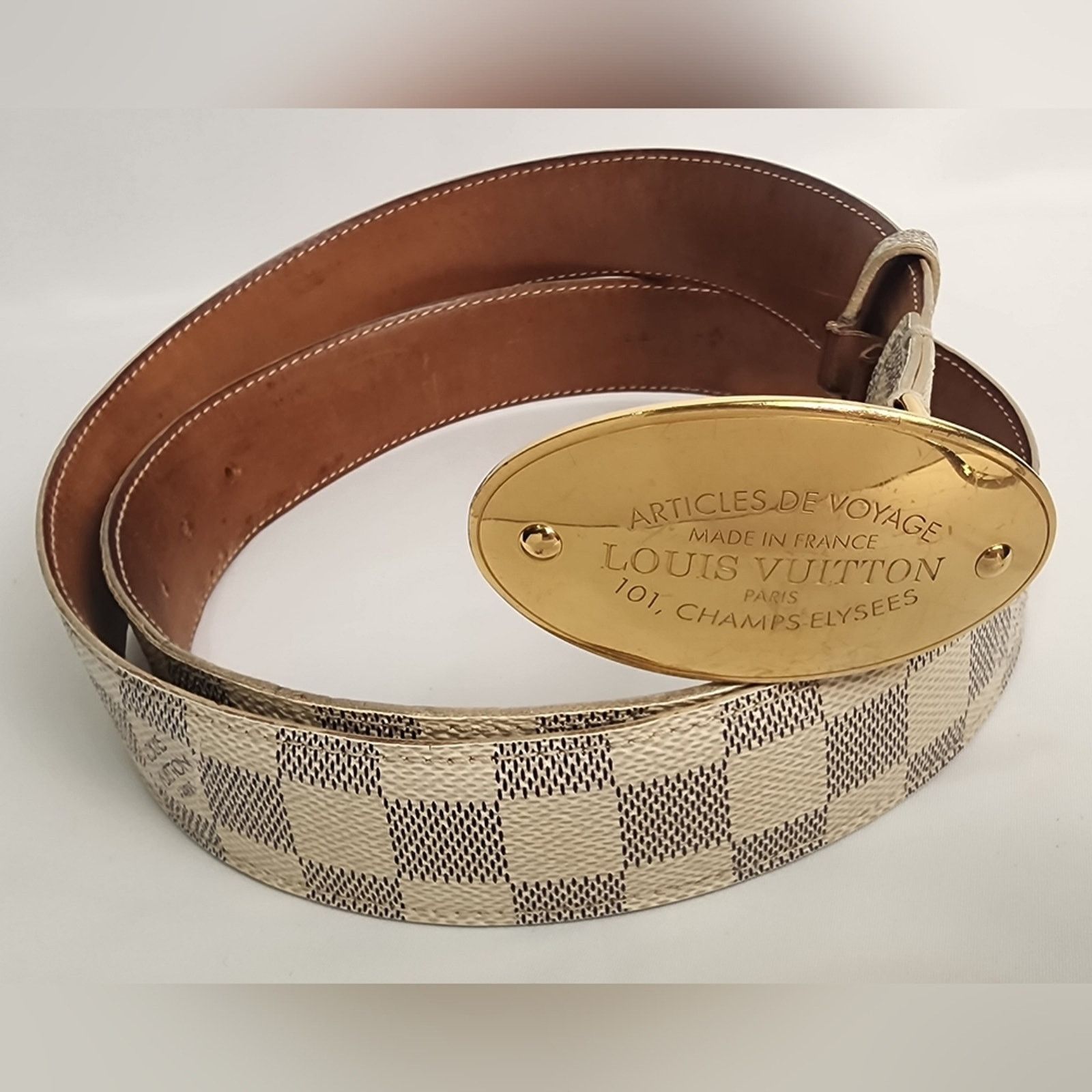 Louis Vuitton Louis Vuitton Damier Azur Canvas Voyage Belt 100/40 Size ONE SIZE - 1 Thumbnail