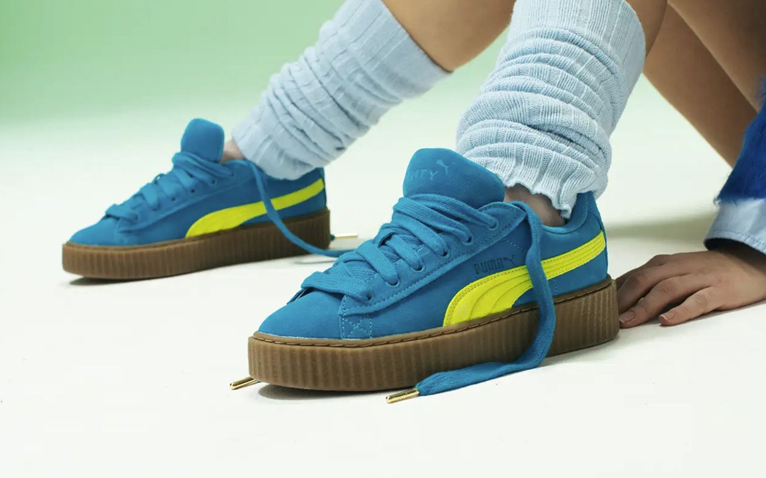 Puma PUMA x FENTY 397587 Creeper Phatty Suede Sneakers Blue ( 5 ) Size US 5 / IT 35 - 1 Thumbnail