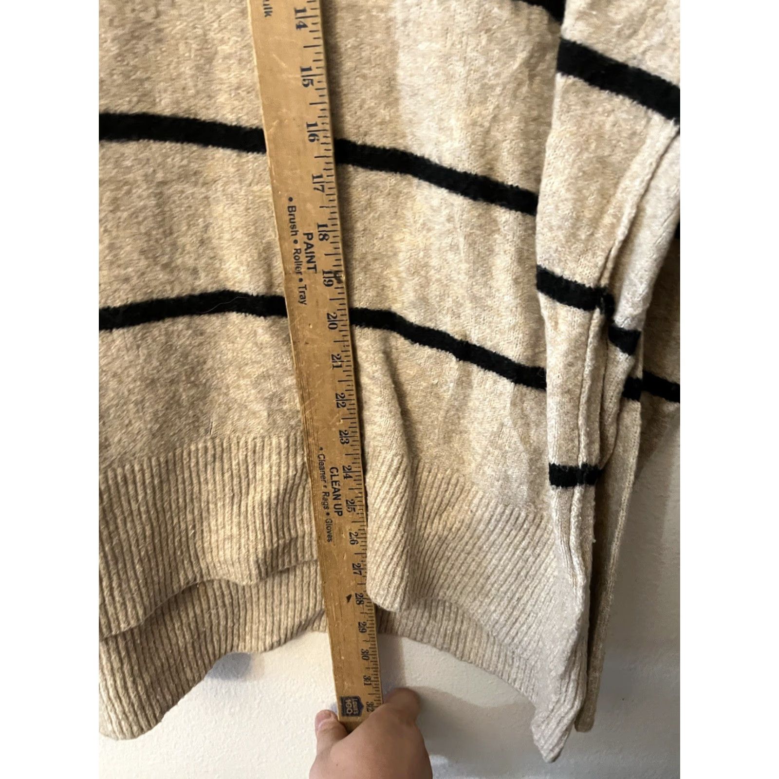Vintage Aerie Women Beige Black Striped Knit Oversized Sweater Crew Neck Size M Size M / US 6-8 / IT 42-44 - 4 Thumbnail