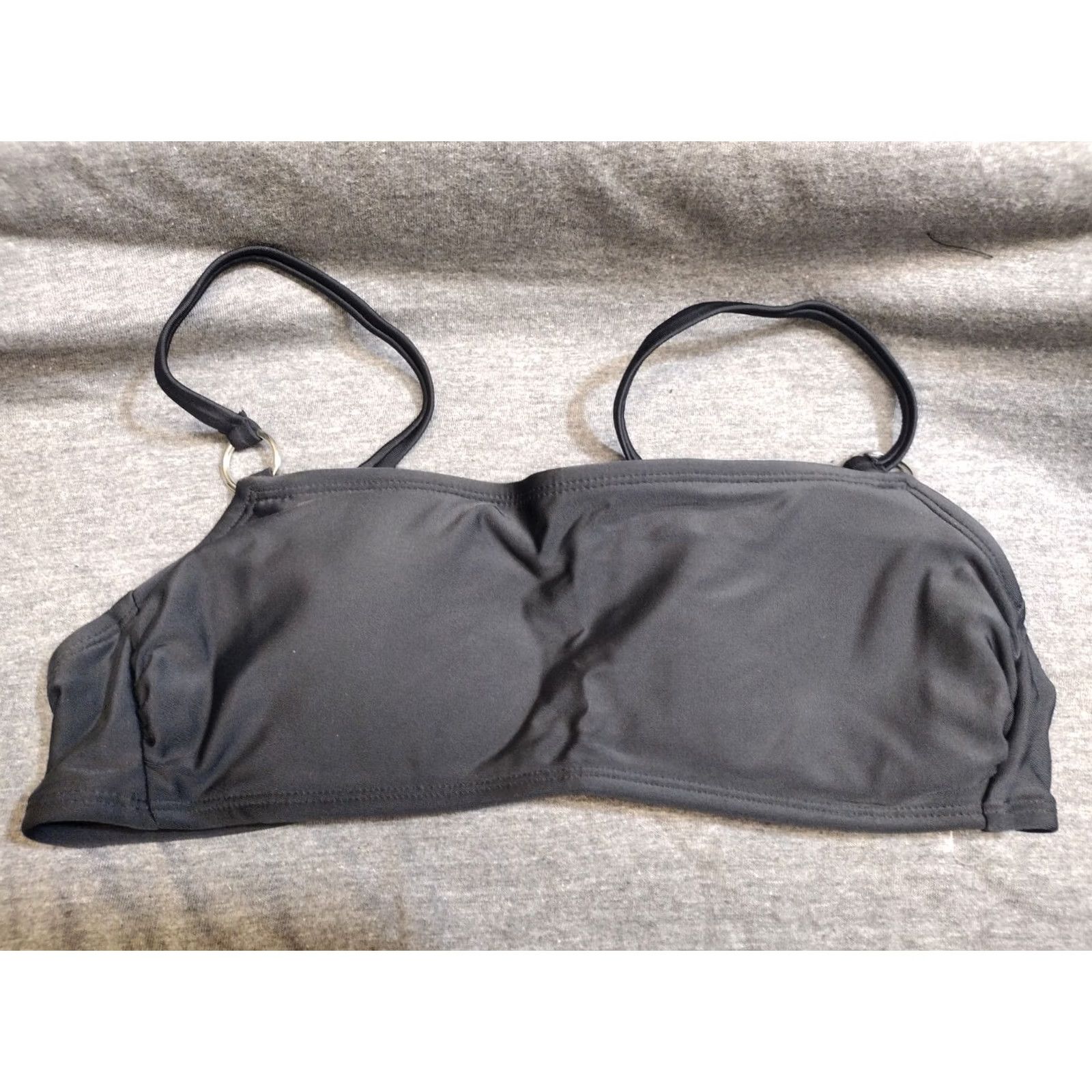 Vintage Xhilaration Bralette Bikini Top Shirt Women M Black Solid Spaghetti Adjustable Beach Tonga? Size M / US 6-8 / IT 42-44 - 2 Thumbnail