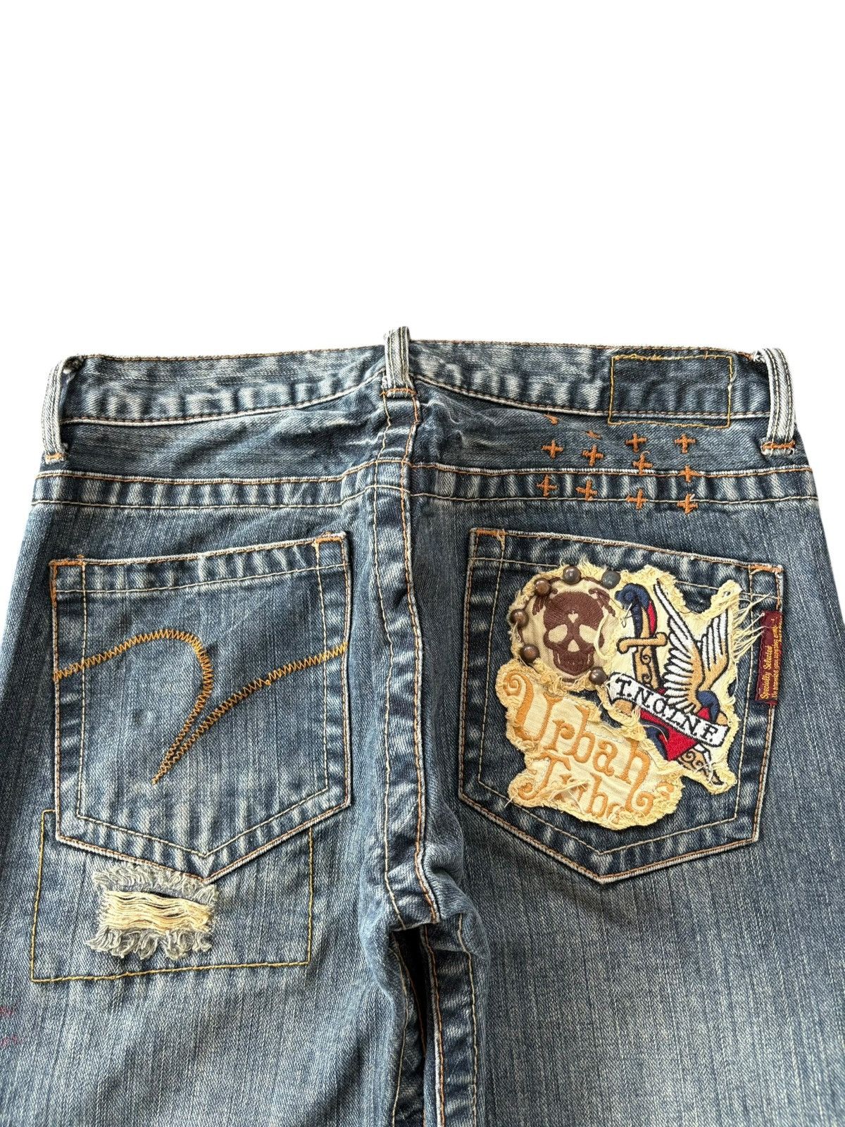 If Six Was Nine Vintage Japanese Brand Punk Skull Distress Flare Jeans Size US 29 - 4 Thumbnail