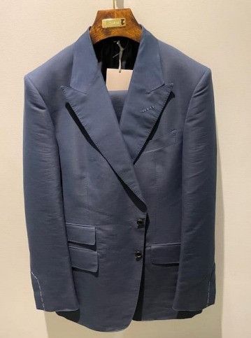 image of Tom Ford O1W1Db10124 Silk Blazer In Light Blue, Men's (Size Large)