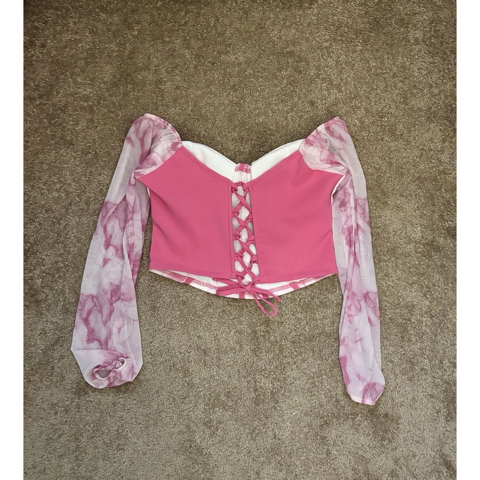Abercrombie & Fitch Women’s Pink Corset Top Sheer Puff Sleeves Small Y2K Fairy Size S / US 4 / IT 40 - 10 Thumbnail