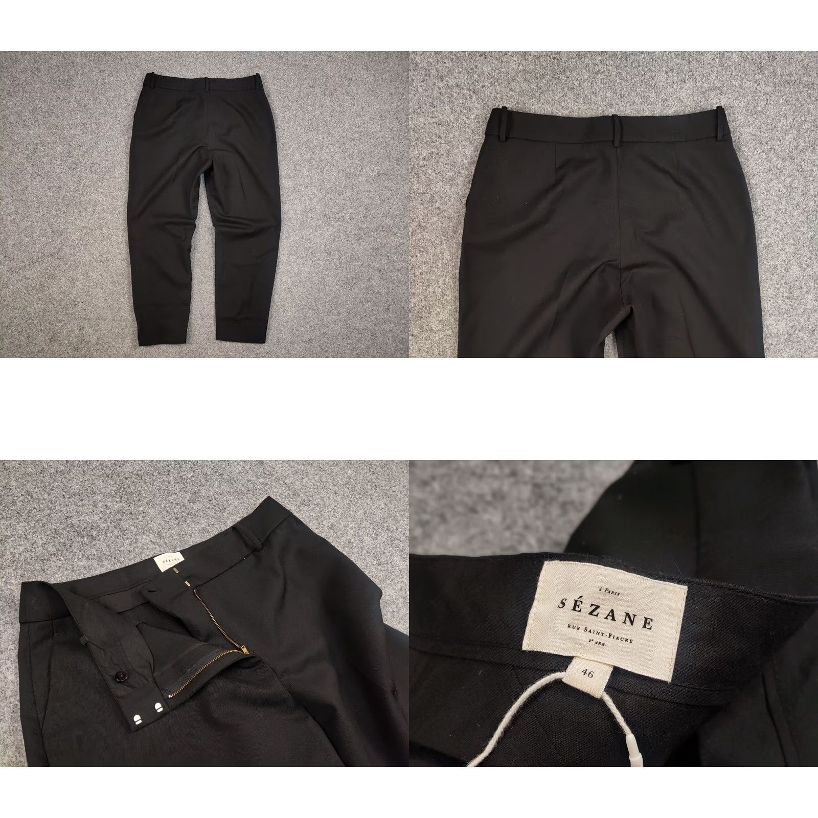Vintage Sezane Paris Design Black Womens Ankle Trouser Pants Size 32" / US 10 / IT 46 - 8 Thumbnail