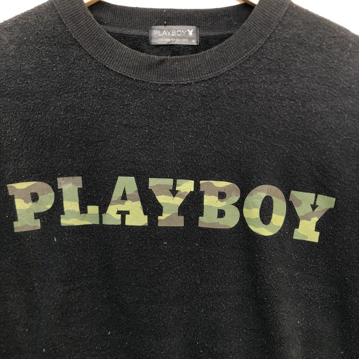 Japanese Brand Vintage 90s Playboy Bunny Camo Design Big Logo Sweatshirt. Size US XL / EU 56 / 4 - 5 Thumbnail