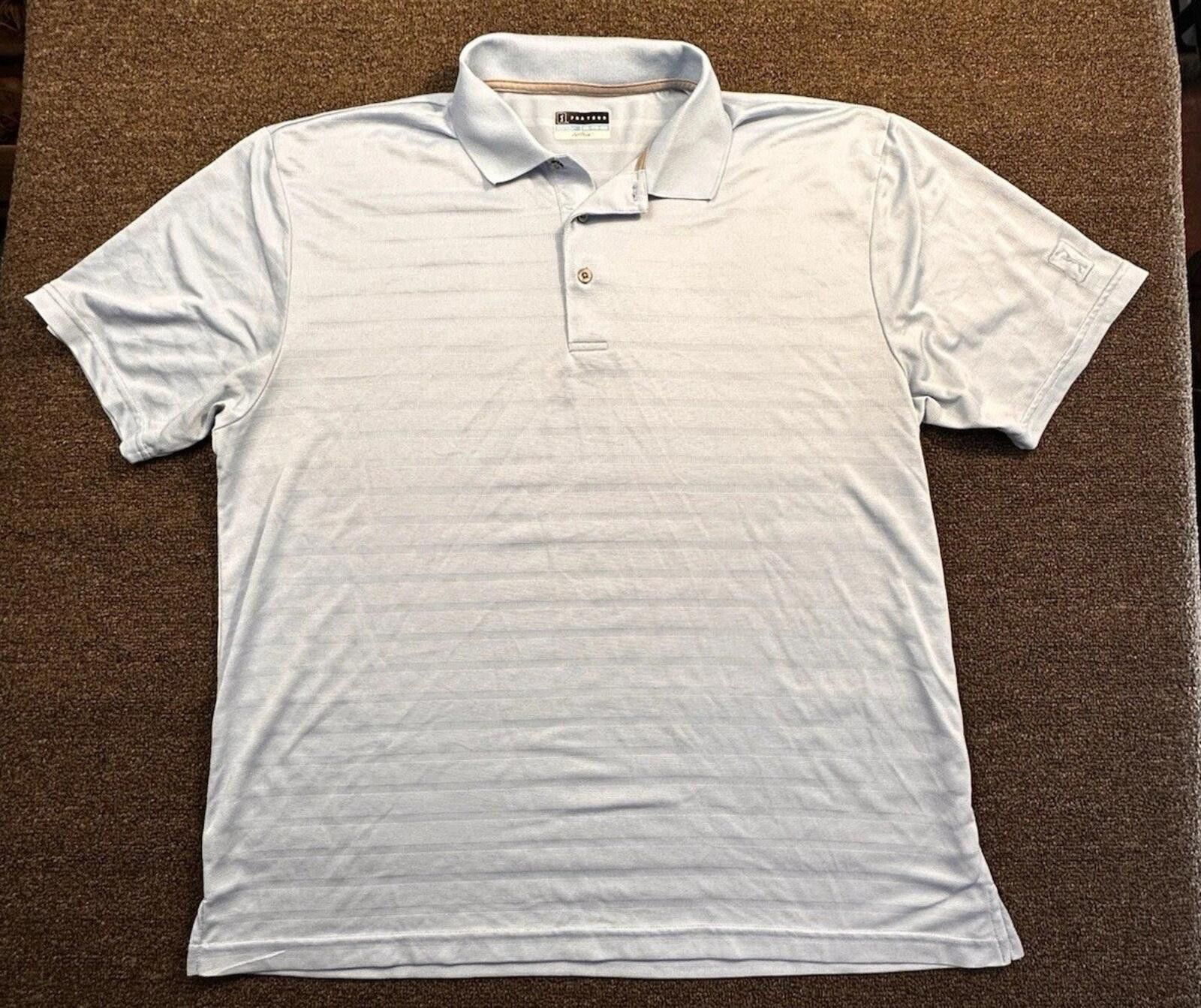 PGA Tour PGA TOUR Airflux Men's Light Blue Striped Polo XXL Size US XXL / EU 58 / 5 - 1 Thumbnail