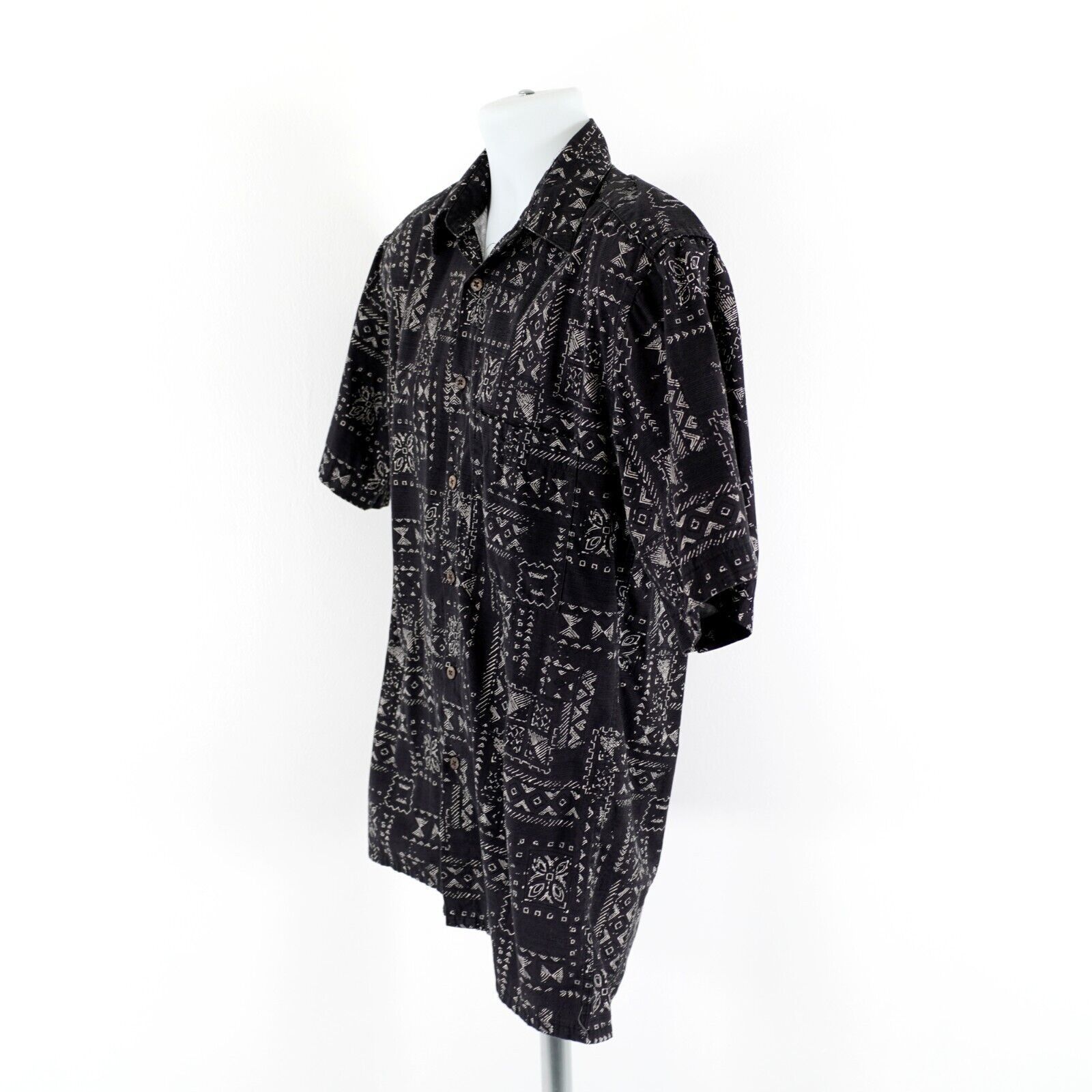Pierre Cardin Pierre Cardin Black Tan Floral Aztec Short Sleeve Button Fro Size US S / EU 44-46 / 1 - 2 Thumbnail