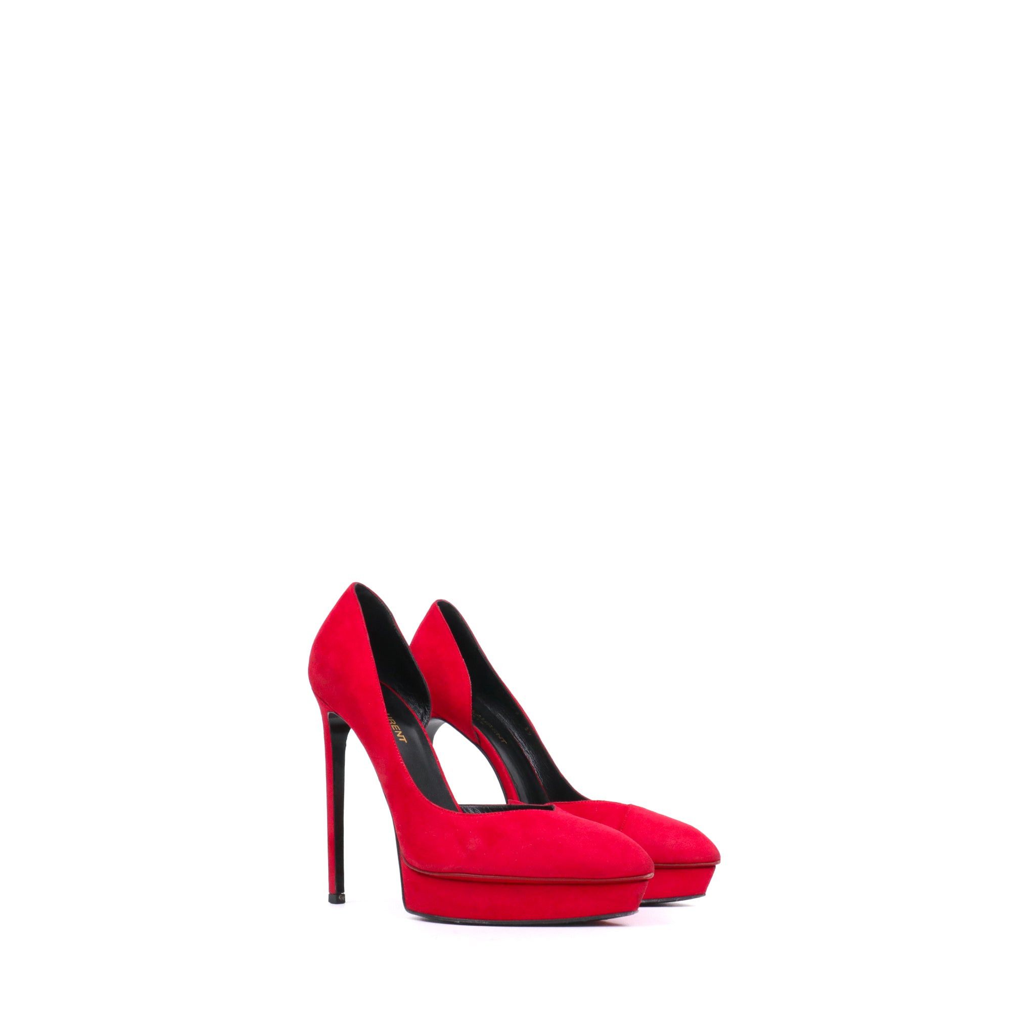 Saint Laurent Paris SAINT LAURENT - Saint Laurent Kid Scamosciato heeled pumps in red suede (T39) Size US 8 / IT 38 - 1 Thumbnail