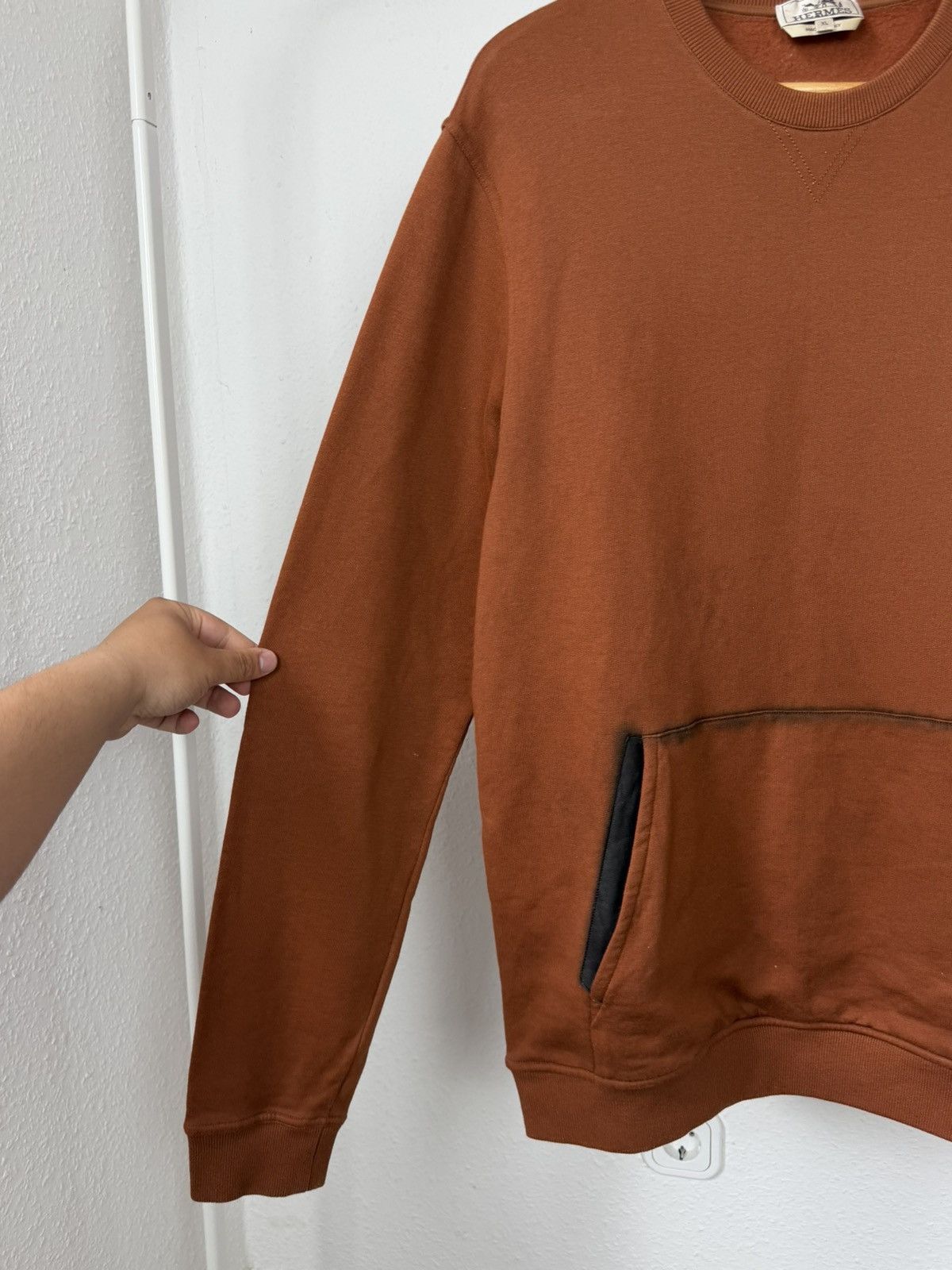Hermes Hermès Brown Sweatshirt XL Front Pocket Long Sleeve Pullover Size US XL / EU 56 / 4 - 13 Thumbnail