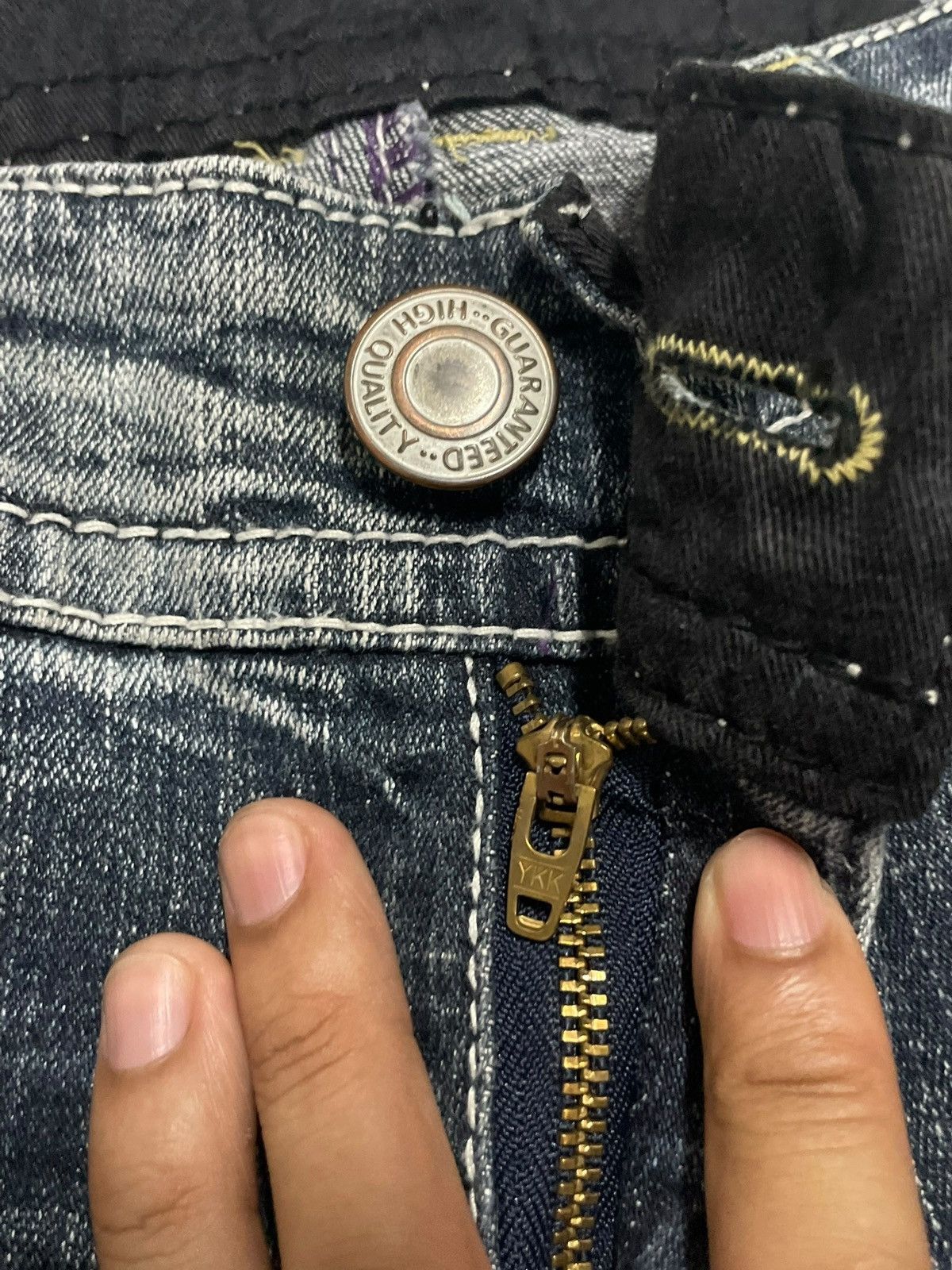 Jewelry Vintage Japanese Jewel Beads Denim Archival Blue Wash Jeans Size 29" - 12 Thumbnail