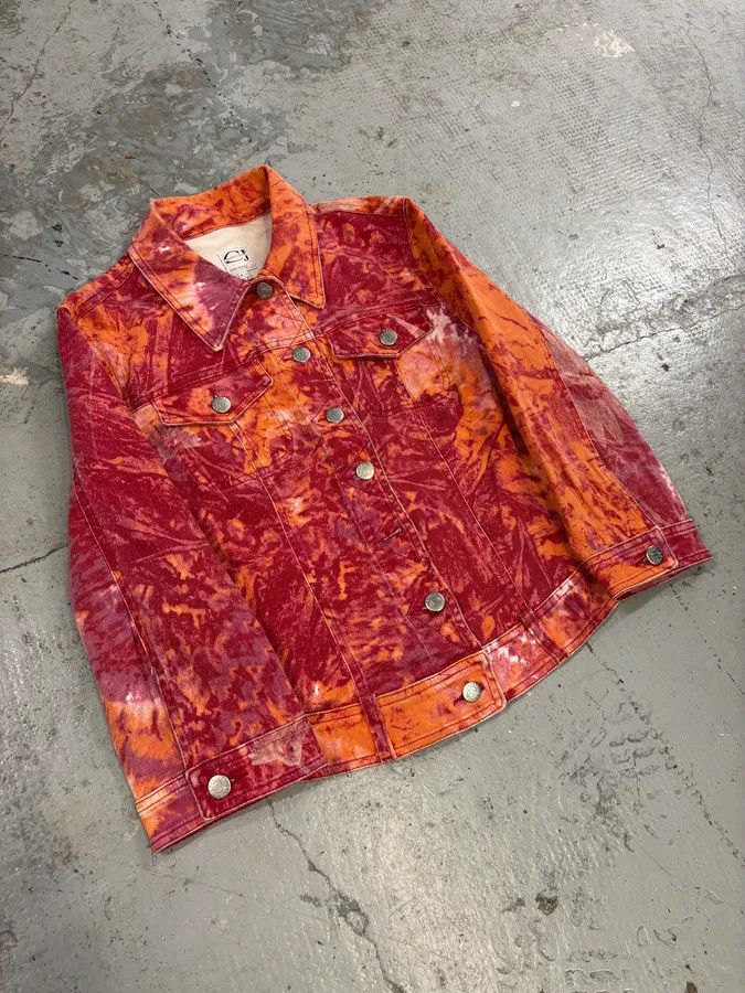 Roberto Cavalli 2000s Cavalli Orange Fire Denim Jacket Size S / US 4 / IT 40 - 4 Thumbnail