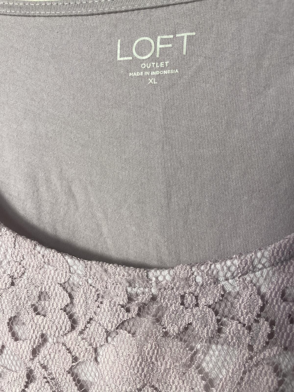 Other LOFT Lace Front Top Women's XL Purple Floral Striped Size XL / US 12-14 / IT 48-50 - 2 Thumbnail