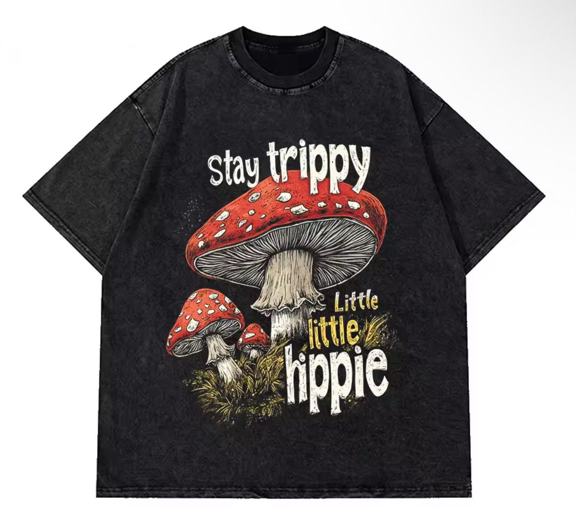 Japanese Brand Vintage Stay Happy Mushroom Print Washed Short Sleeve TShirt Size US L / EU 52-54 / 3 - 1 Thumbnail