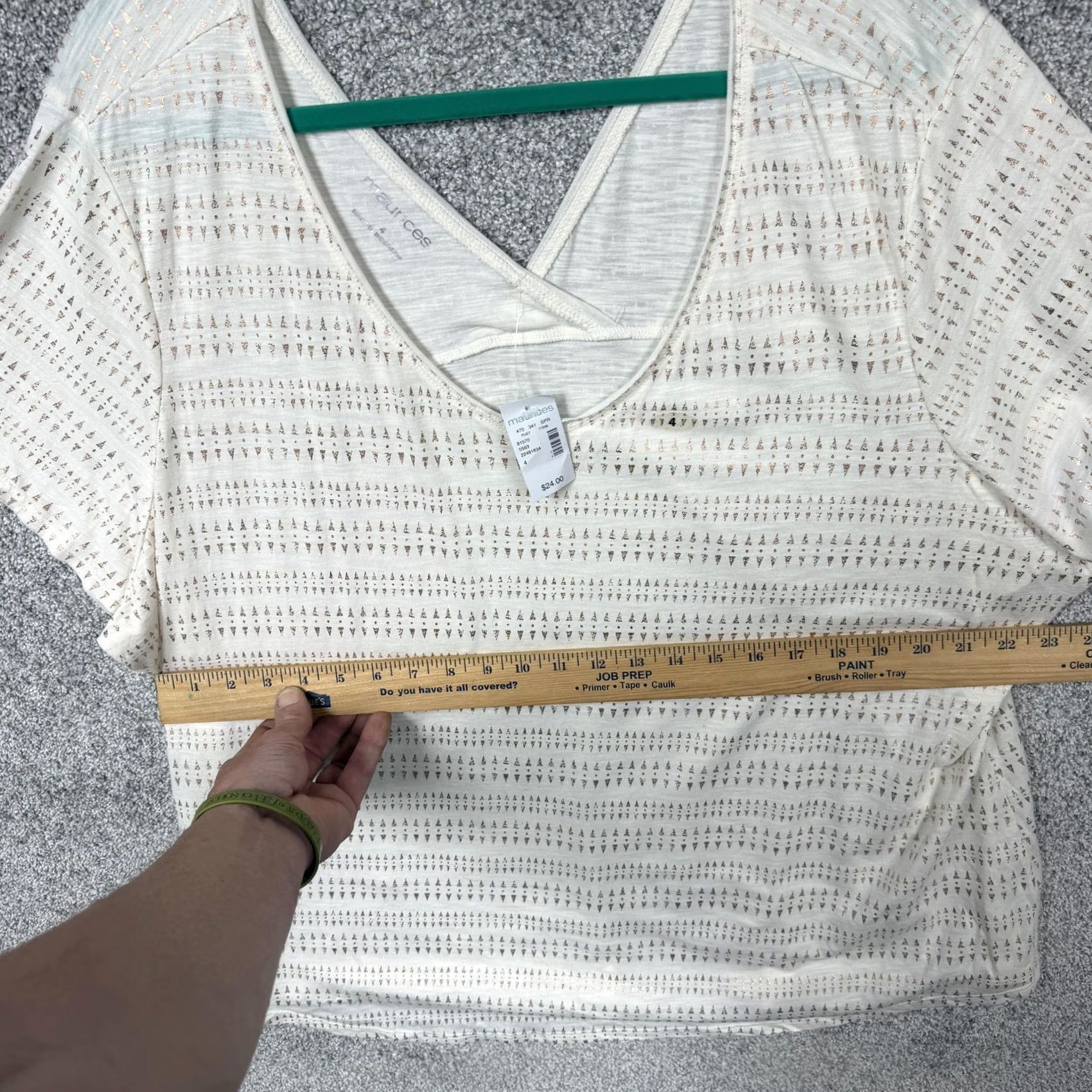 Vintage Maurices Tunic T-Shirt 4X Plus White Gold Geometric Glitter V-Neck Short Sleeve Jersey Casual Boho Summer ladies Mens Womens Girls Size XXL / US 16-18 / IT 52-54 - 3 Thumbnail