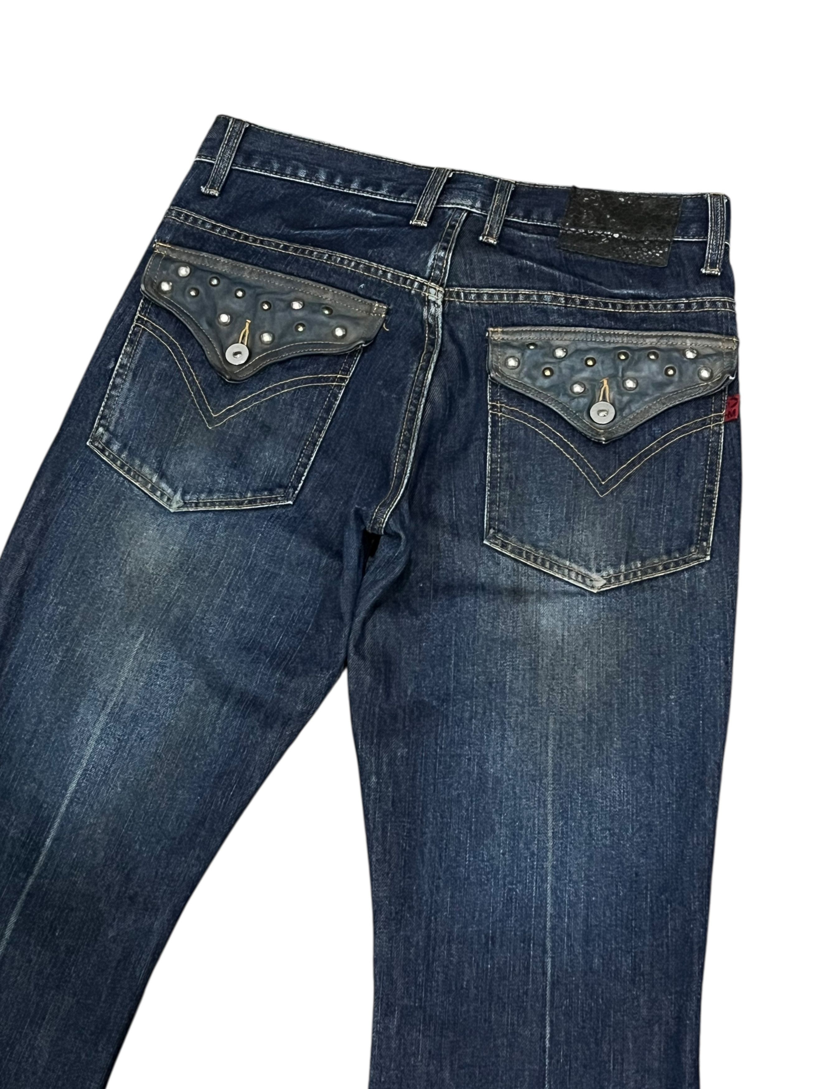 Morgan Homme Morgan Homme Vintage Studded Charcoal Super Flare Jeans Size 28" / US 6 / IT 42 - 8 Thumbnail