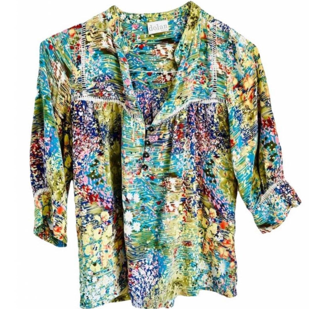 Anthropologie ANTHROPOLOGIE Dolan Blue White Button Silk Blouse Shirt Top Size M / US 6-8 / IT 42-44 - 13 Thumbnail