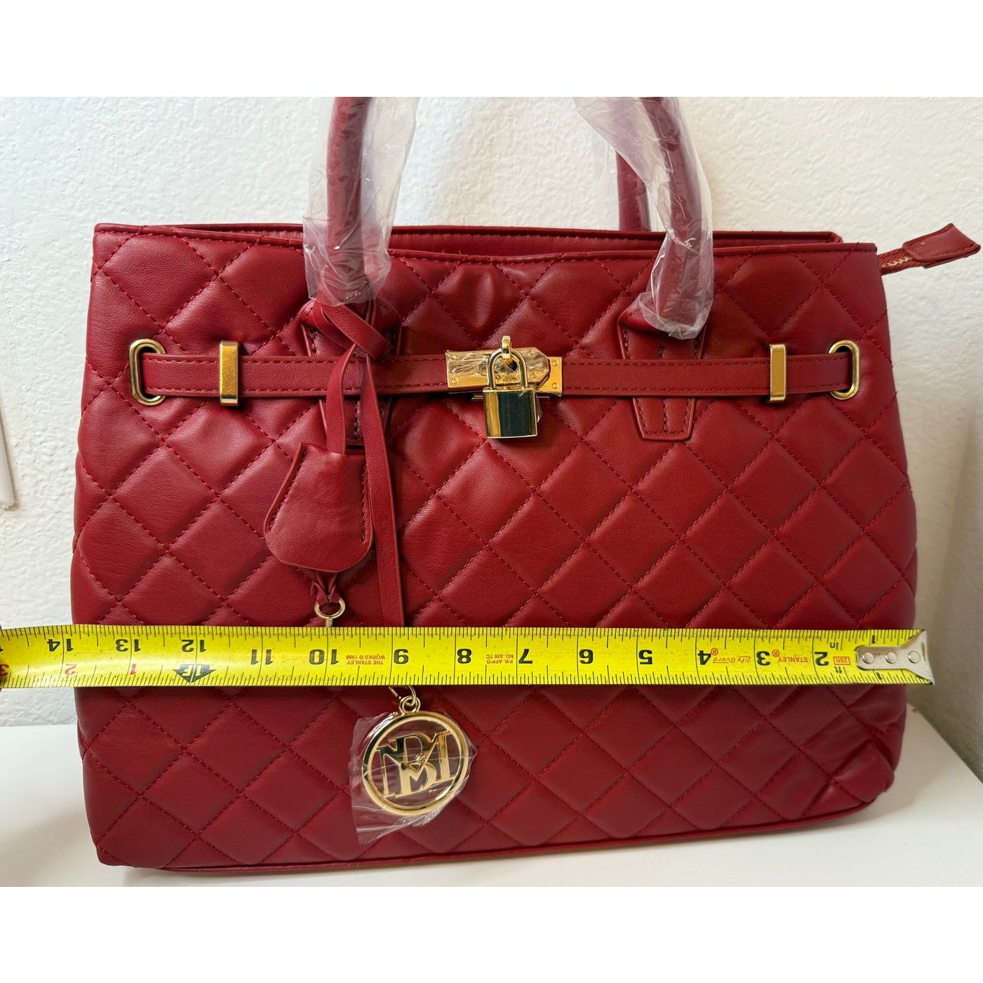 Badgley Mischka BADGLEY MISCHKA Brick RED Diamond Quilted Tote w/ Front Lock Size ONE SIZE - 6 Thumbnail