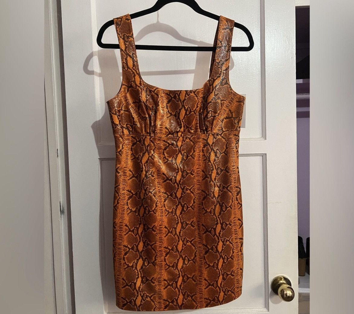 GRLFRND Romi Mini Dress in Orange Snake GRLFRND Size M / US 6-8 / IT 42-44 - 2 Thumbnail