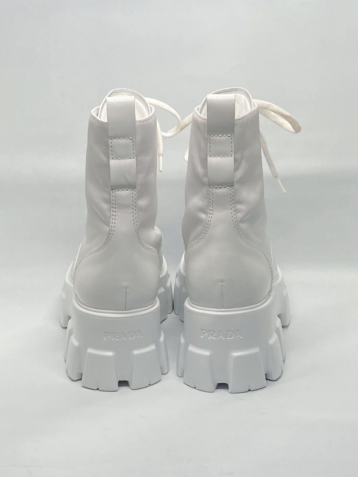 Prada Prada Monolith Leather & Nylon Lug Sole Combat boots size 40 Size US 10 / IT 40 - 5 Thumbnail