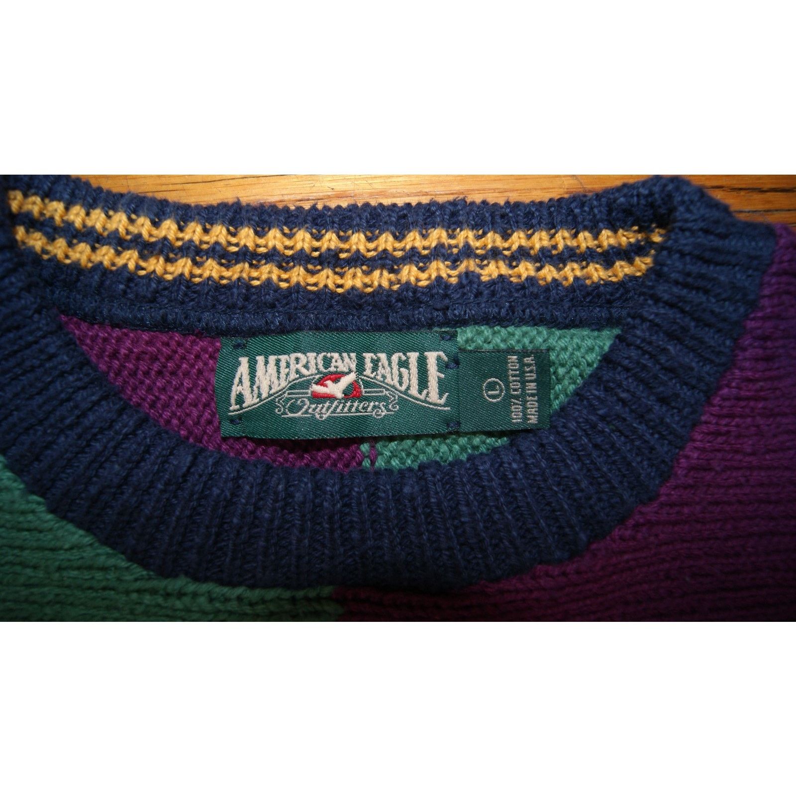 American Eagle Outfitters VTG 90 American Eagle Colorblock Mens L Sweater USA Oversize Size US L / EU 52-54 / 3 - 3 Thumbnail