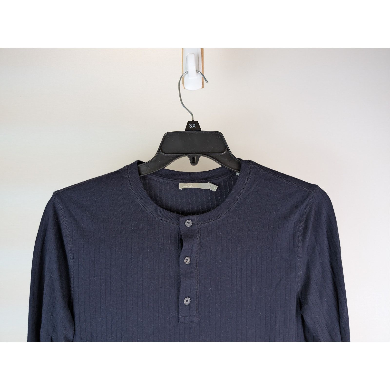 Vince o1rshd1 CC20 Raw Edge Long Sleeve Henley T-Shirt in Blue Size US S / EU 44-46 / 1 - 3 Thumbnail