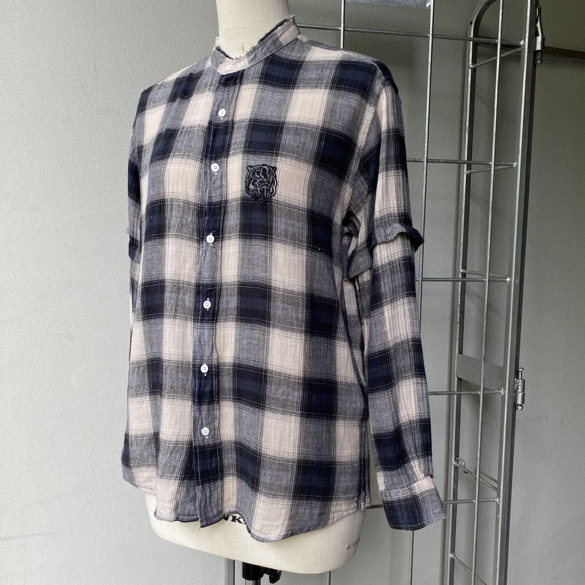 Balmain BALMAIN Gray-Black Plaid Ruffle Sleeve Shirt Size M / US 6-8 / IT 42-44 - 17 Thumbnail