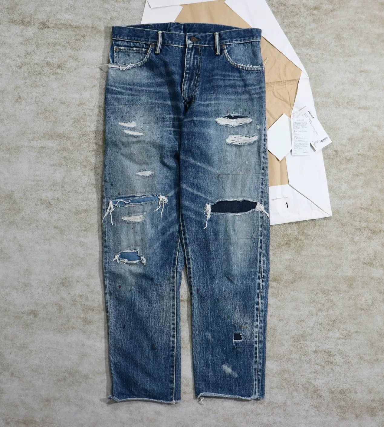 Visvim visvim journeyman tacked crash jeans Size US 27 - 1 Thumbnail