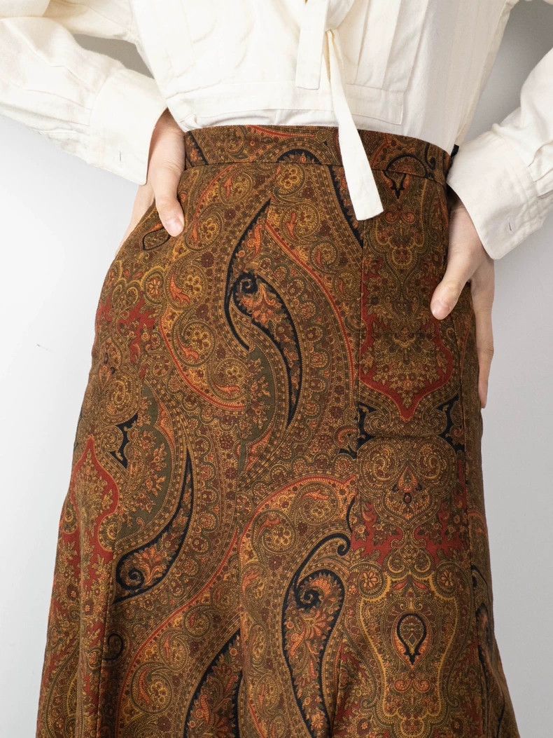 Kenzo KENZO sizeM Classic walnut pattern half skirt Vintage Size 25" / US 0 / IT 36 - 7 Thumbnail