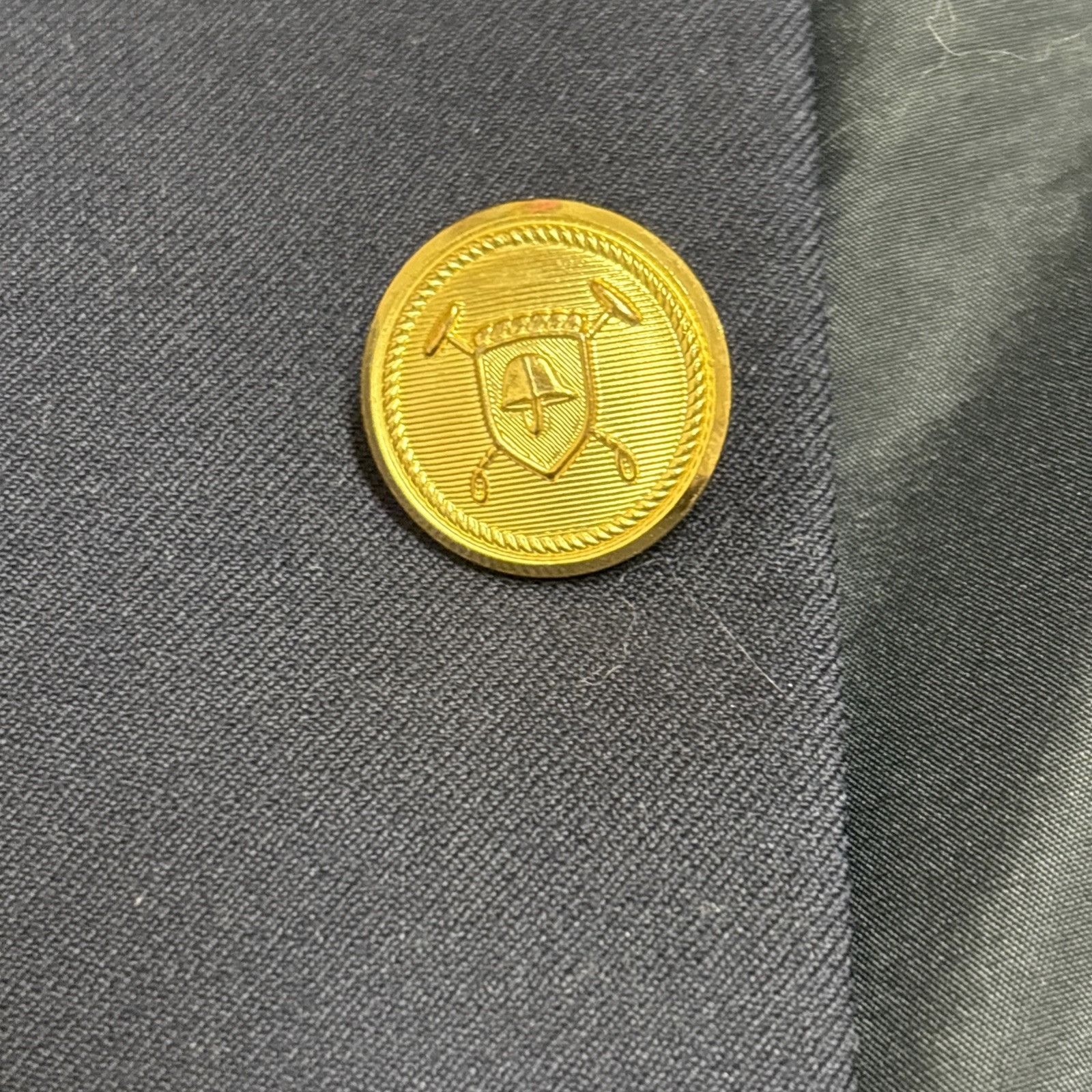 Ralph Lauren Gold Button Blue Wool Twill Blazer Mens 48R Spo
