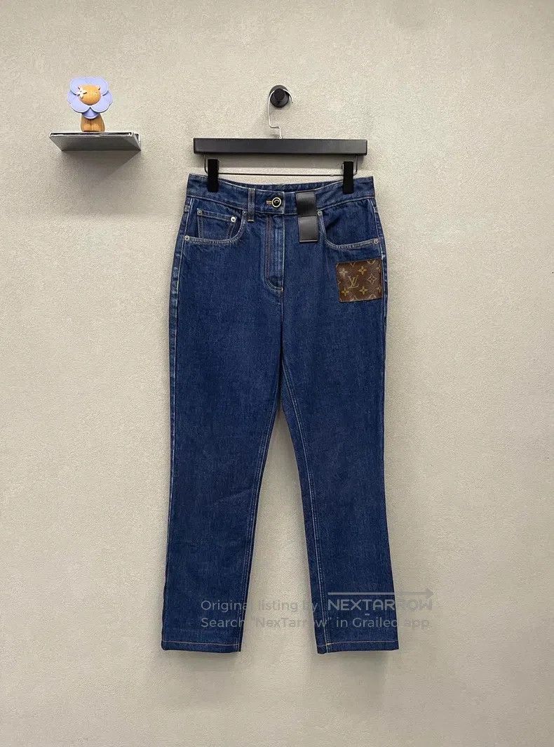 Louis Vuitton Louis Vuitton Blue Printed Straight Leg Jeans Size US 38 / EU 54 - 1 Thumbnail