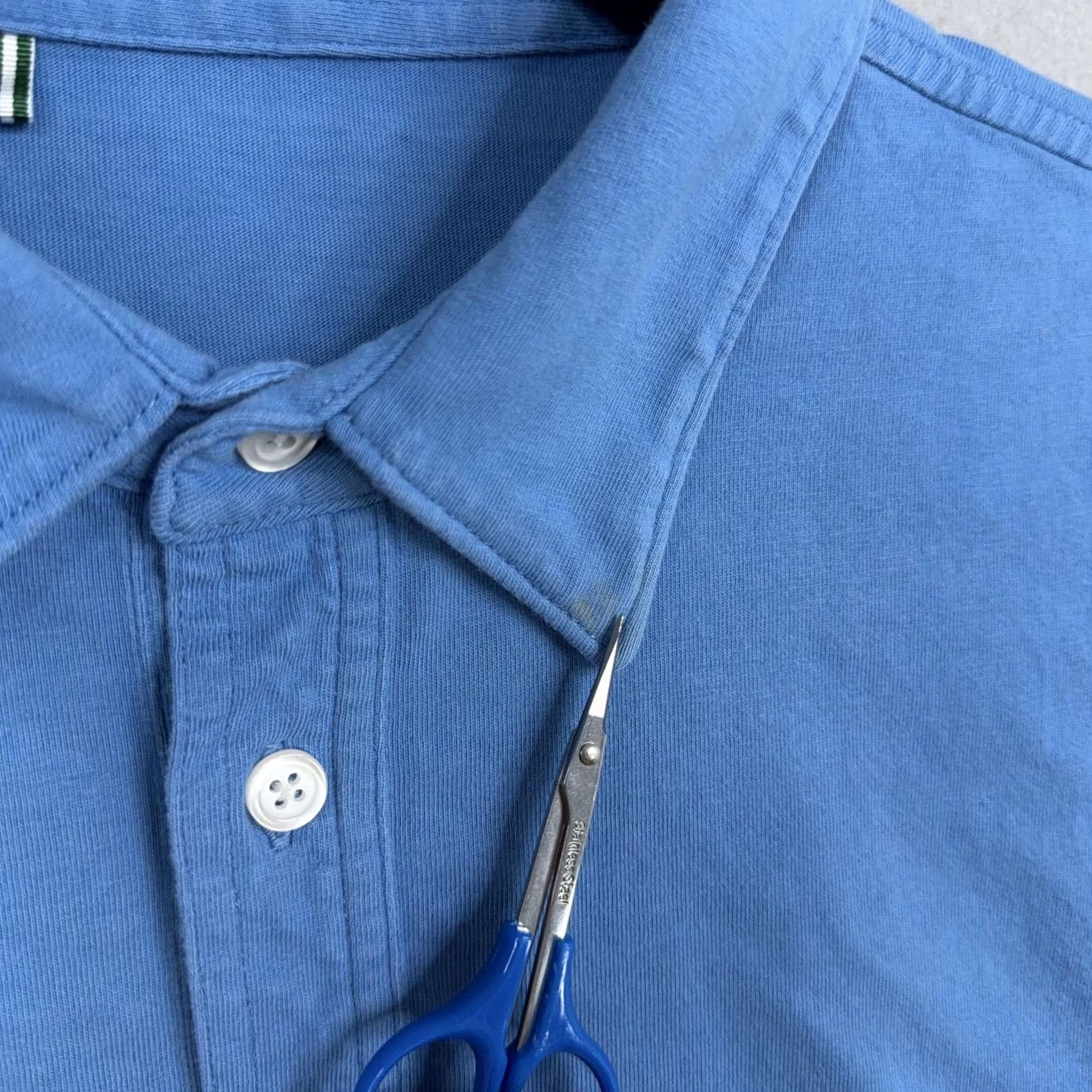 Vintage Criquet Polo Shirt Mens Large Blue Solid Long Sleeve Cotton Jersey Pocket Casual Size US L / EU 52-54 / 3 - 3 Thumbnail