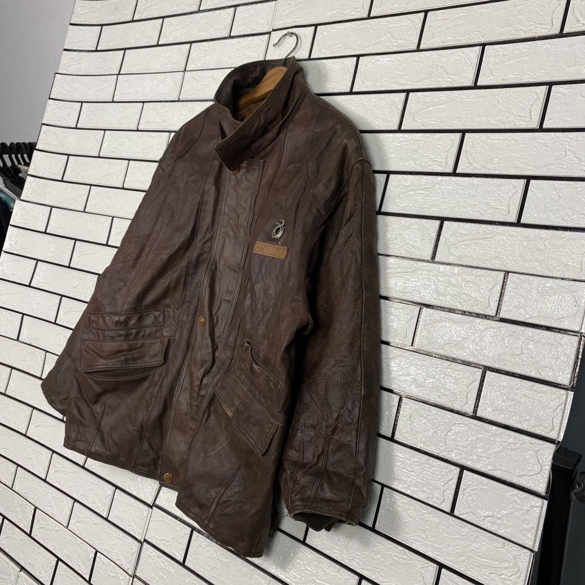 Japanese Brand 🔥VINTAGE LEATHER JACKET BLANKET HUNTING CLUB ISSEY MIYAKE Size US L / EU 52-54 / 3 - 2 Thumbnail