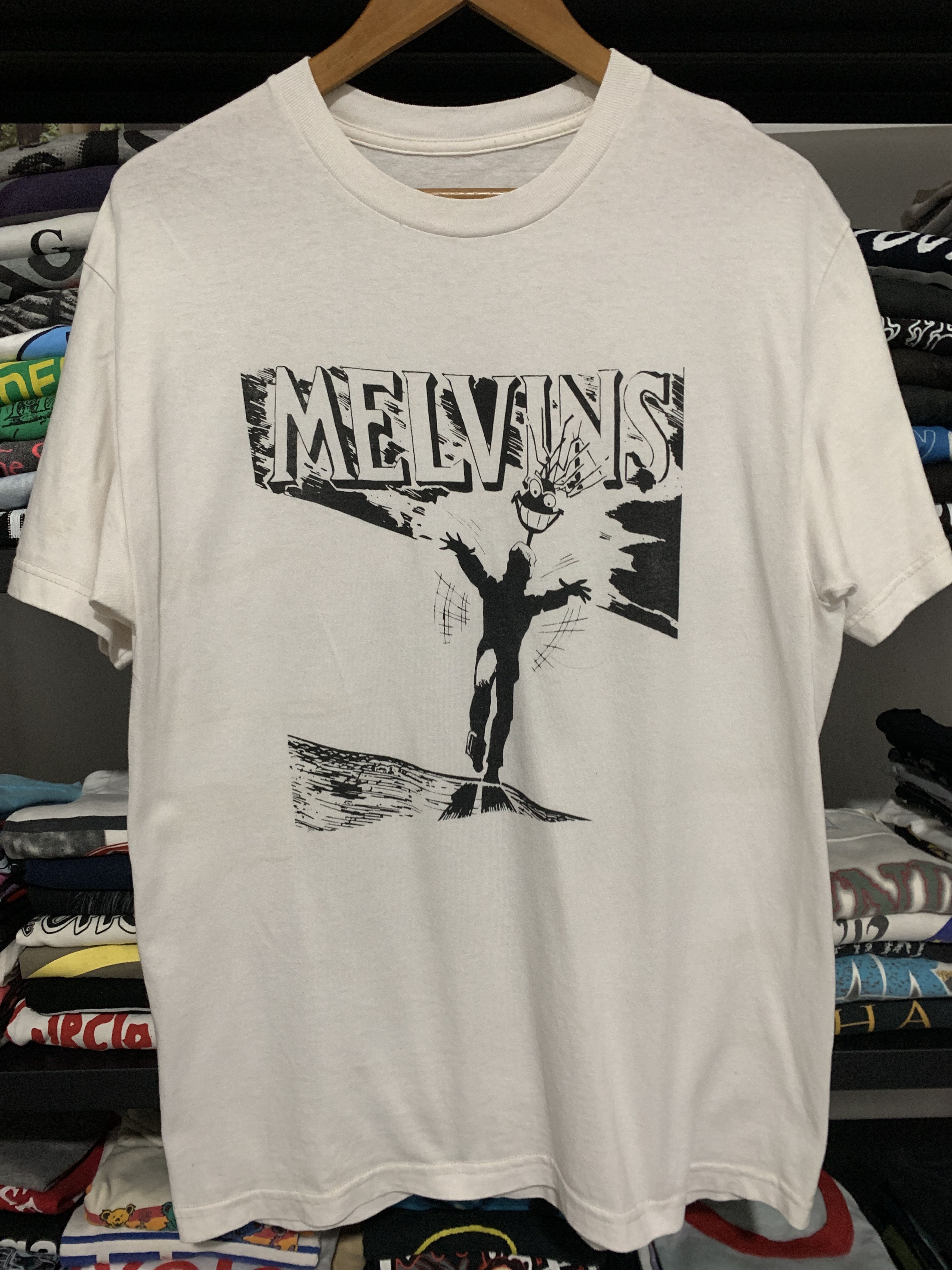 image of Band Tees x Rock T Shirt Vintage Melvins Four Letter Wonan Band Tshirt in White/Cream (Size Large)
