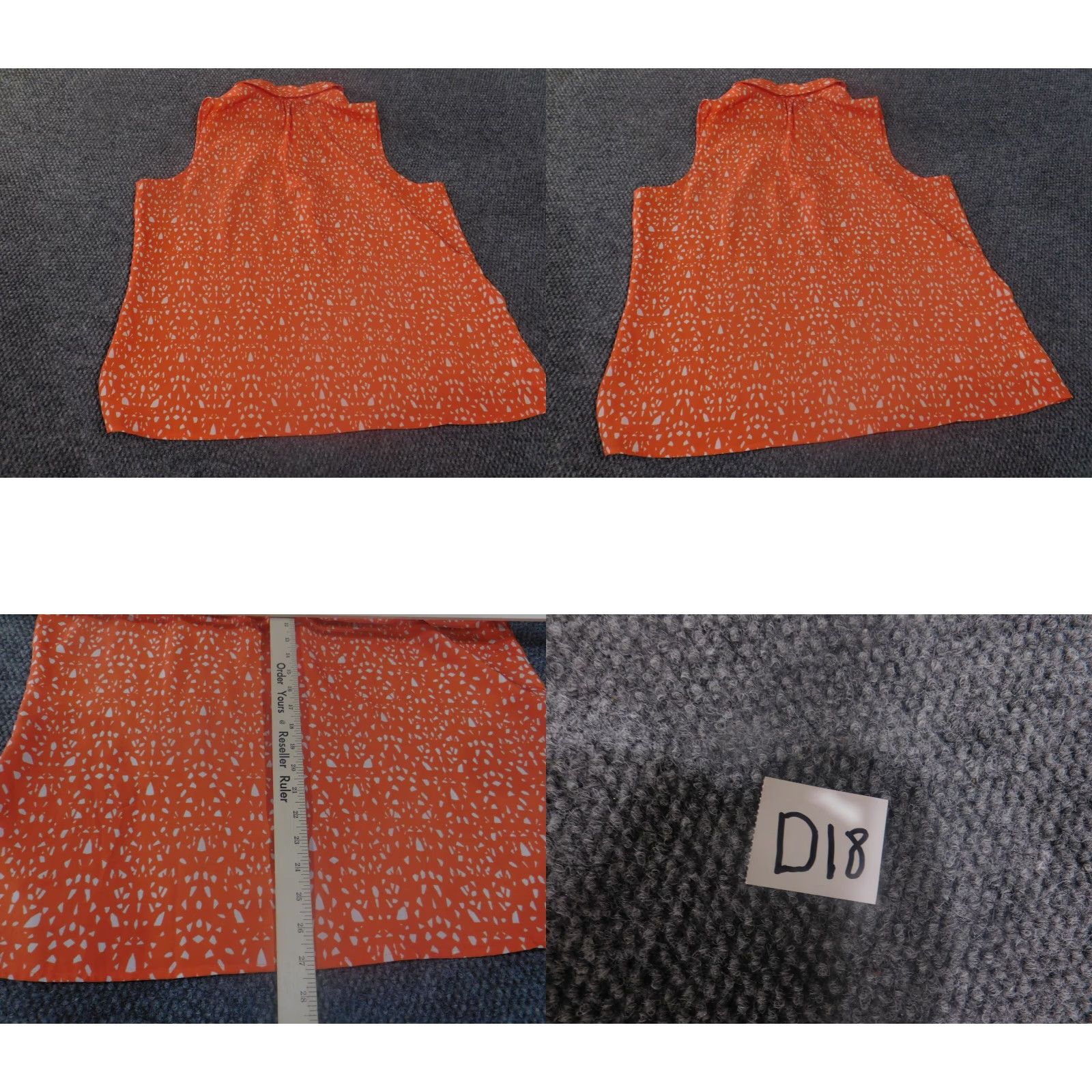 Ann Taylor Loft Ann Taylor Loft Geometric Sleeveless Collared Pullover Orange Polyester Blouse Women XL Casual Tunic Button Size XL / US 12-14 / IT 48-50 - 8 Thumbnail