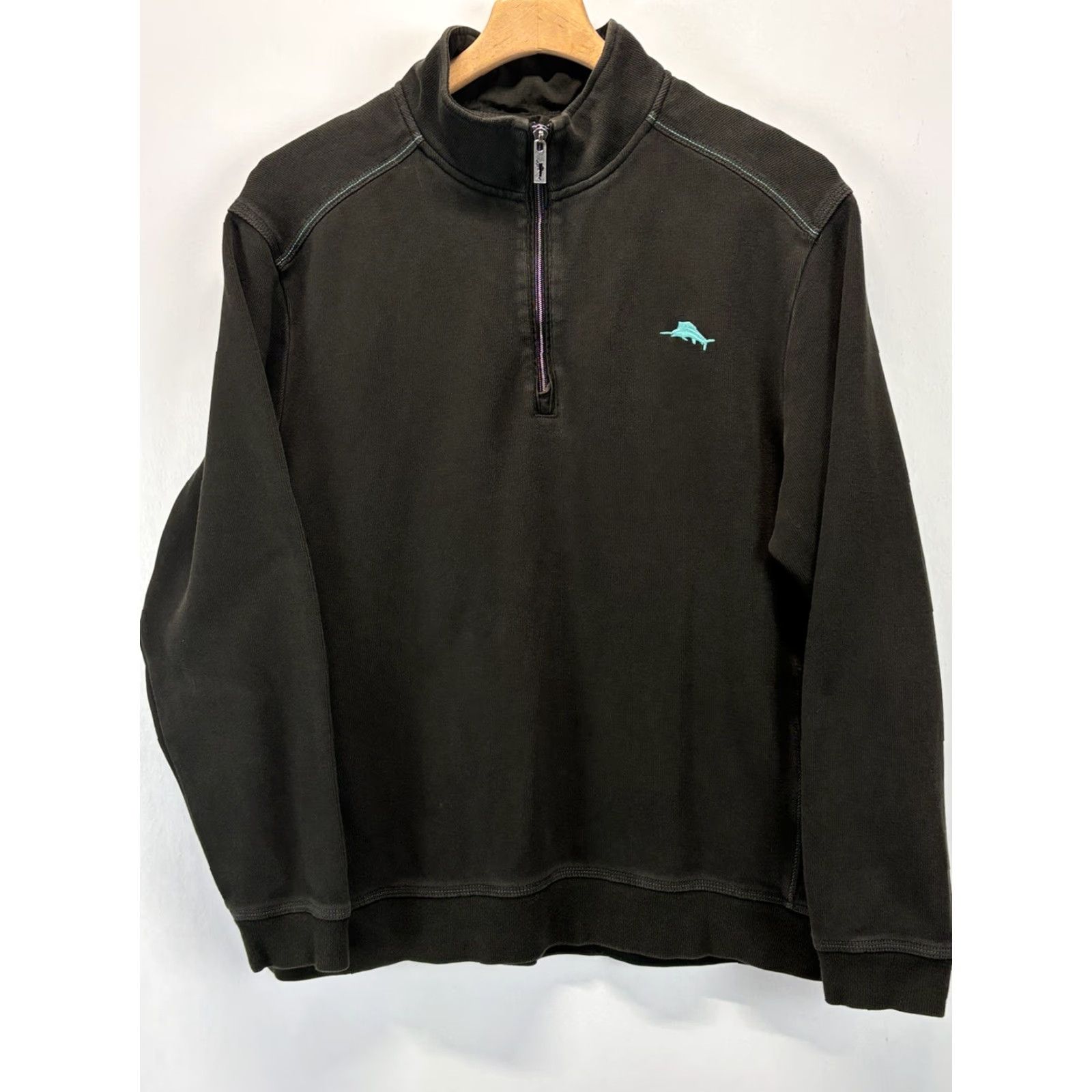 Tommy Bahama Tommy Bahama Sweater Pullover 1/4 Zip Mens Large Black Mock Neck Faded Wash Long Sleeve Size US L / EU 52-54 / 3 - 2 Thumbnail